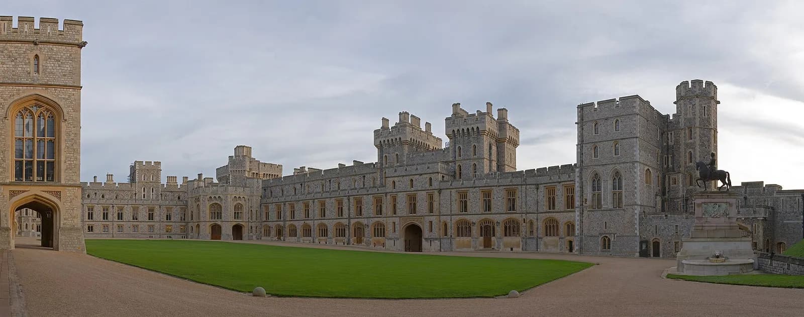 Panoramic view across the Upper Ward quadrangle at Windsor Castle.