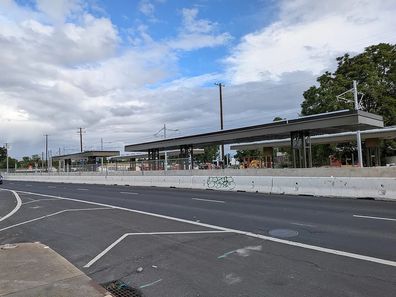 Dos Rios light rail station under construction beside North 12th Street in Sacramento