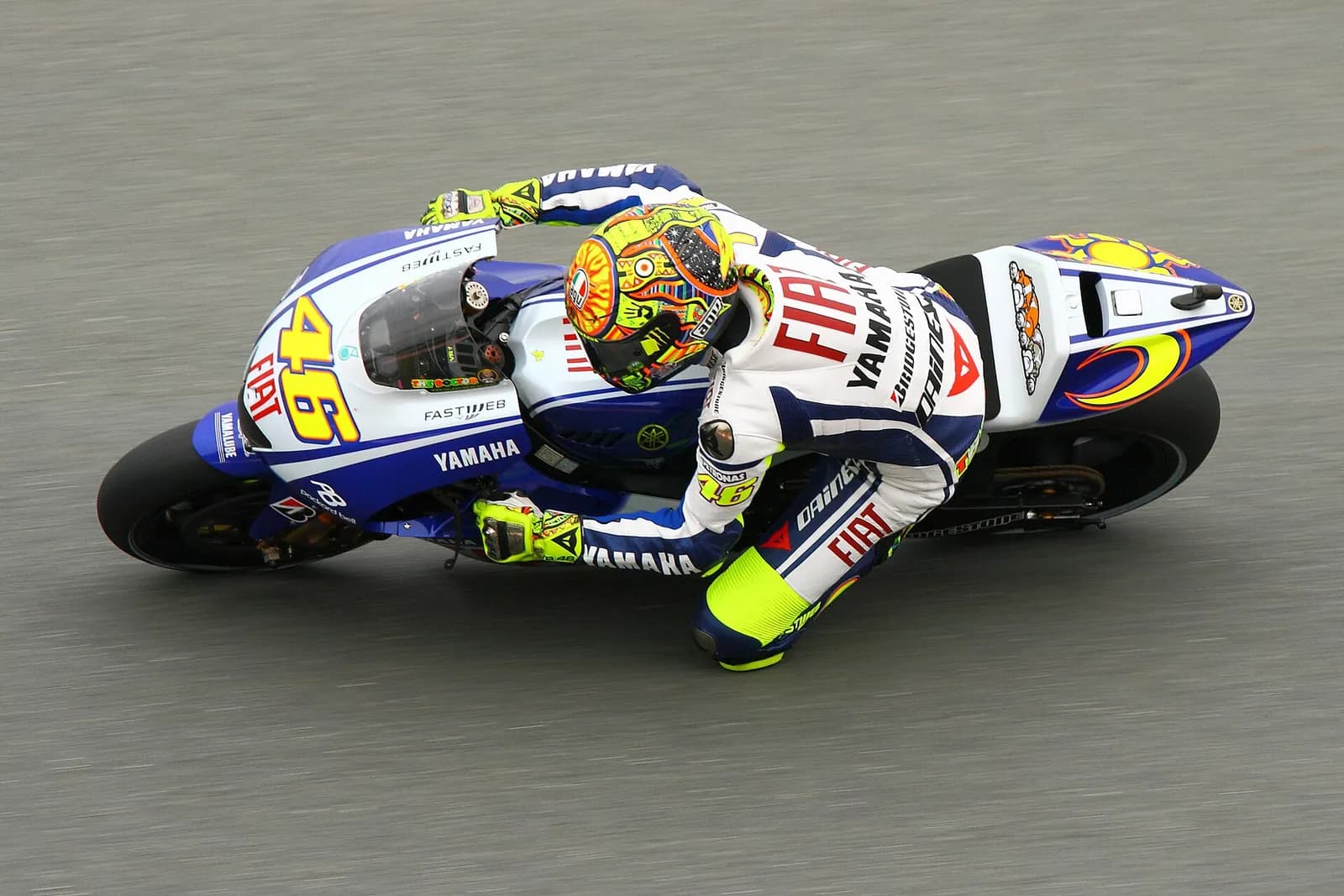 Valentino Rossi riding his Fiat Yamaha at the 2009 German Grand Prix.