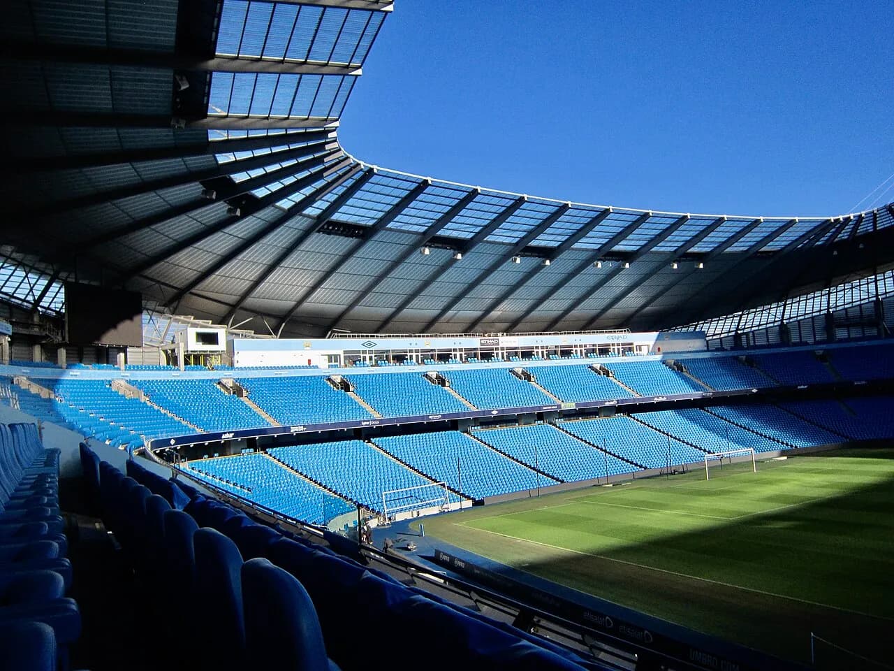 Etihad Stadium, Manchester City's home ground, photographed in 2013