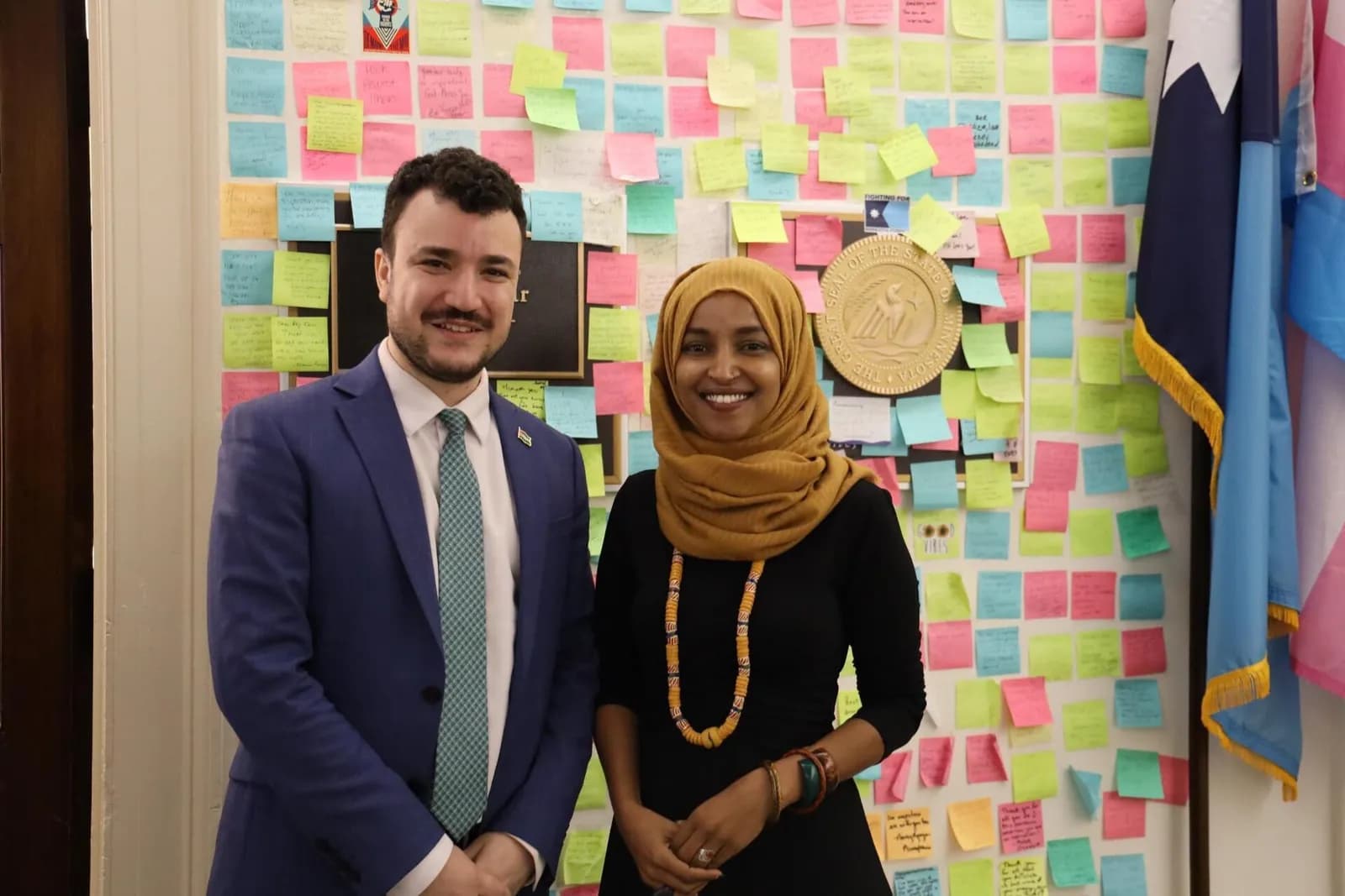 Mahmoud Khalil with Representative Ilhan Omar.