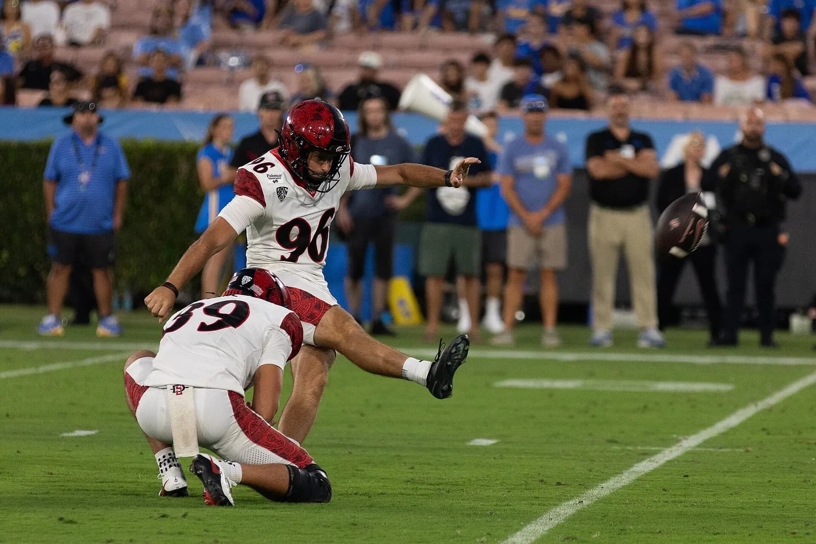 San Diego State kicker Cooper DiLeva on the field during a game against UCLA in Pasadena.