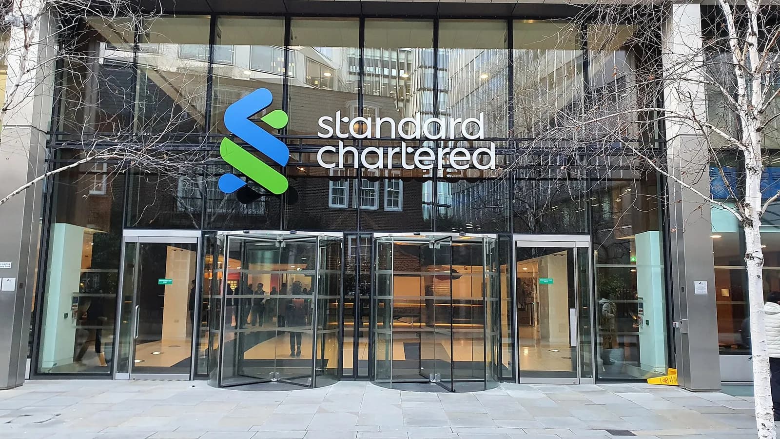 Front view of Standard Chartered’s headquarters in London.