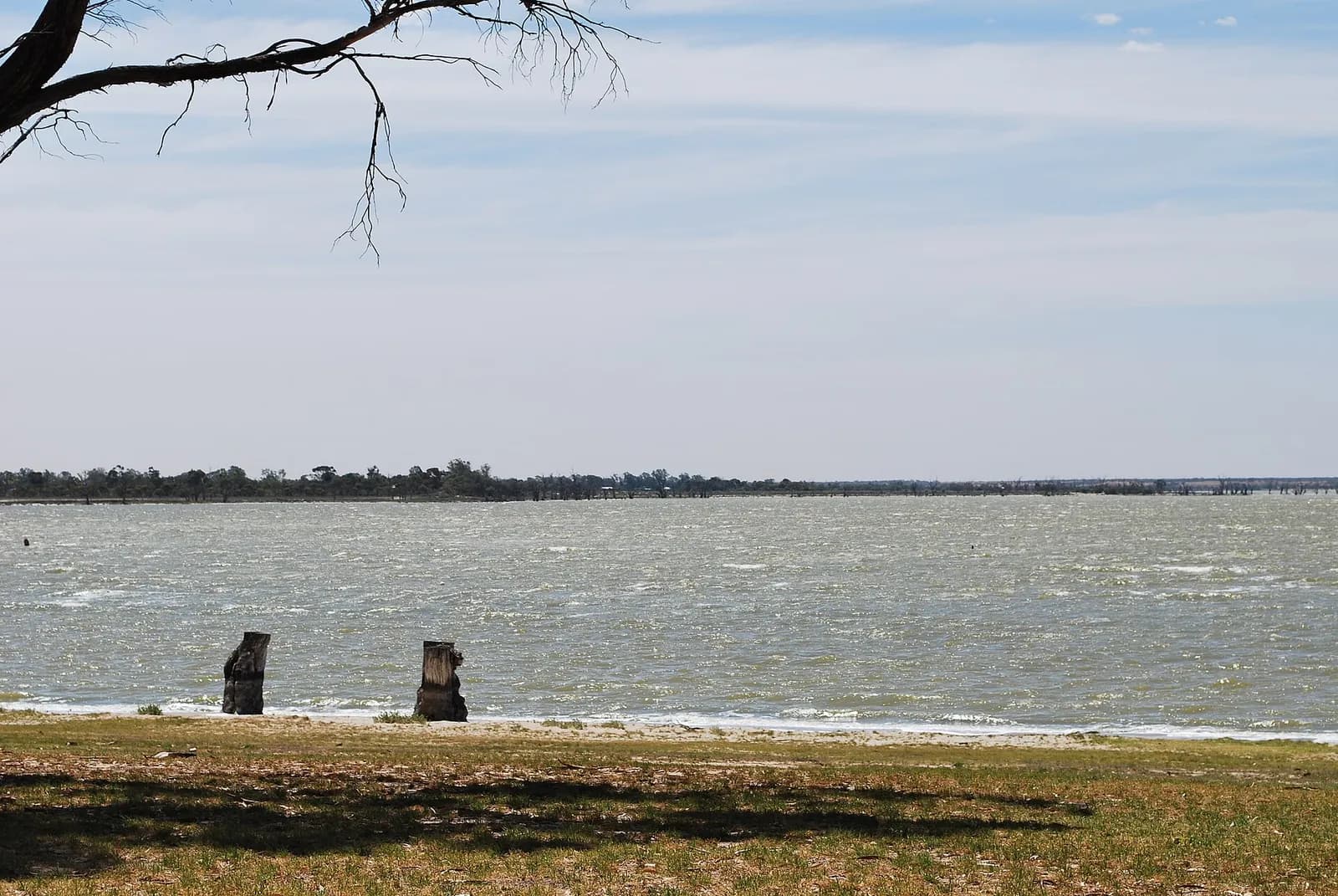 View of Lake Bonney at Barmera, South Australia.