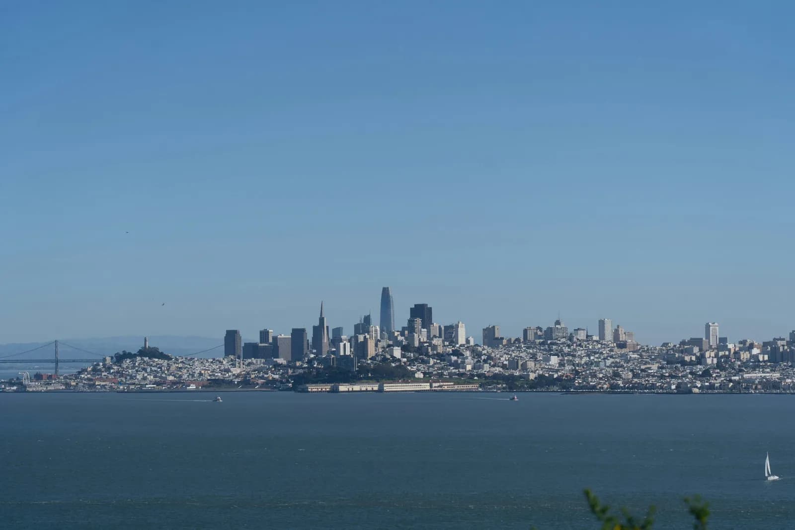 San Francisco skyline across the bay under a clear sky