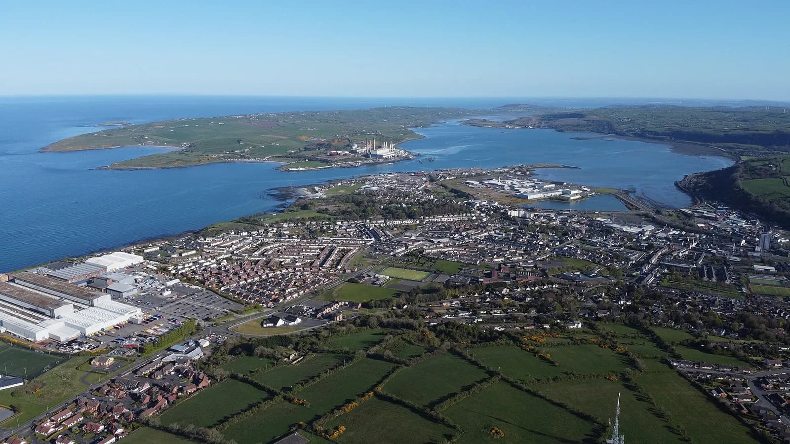 Aerial view of Larne town