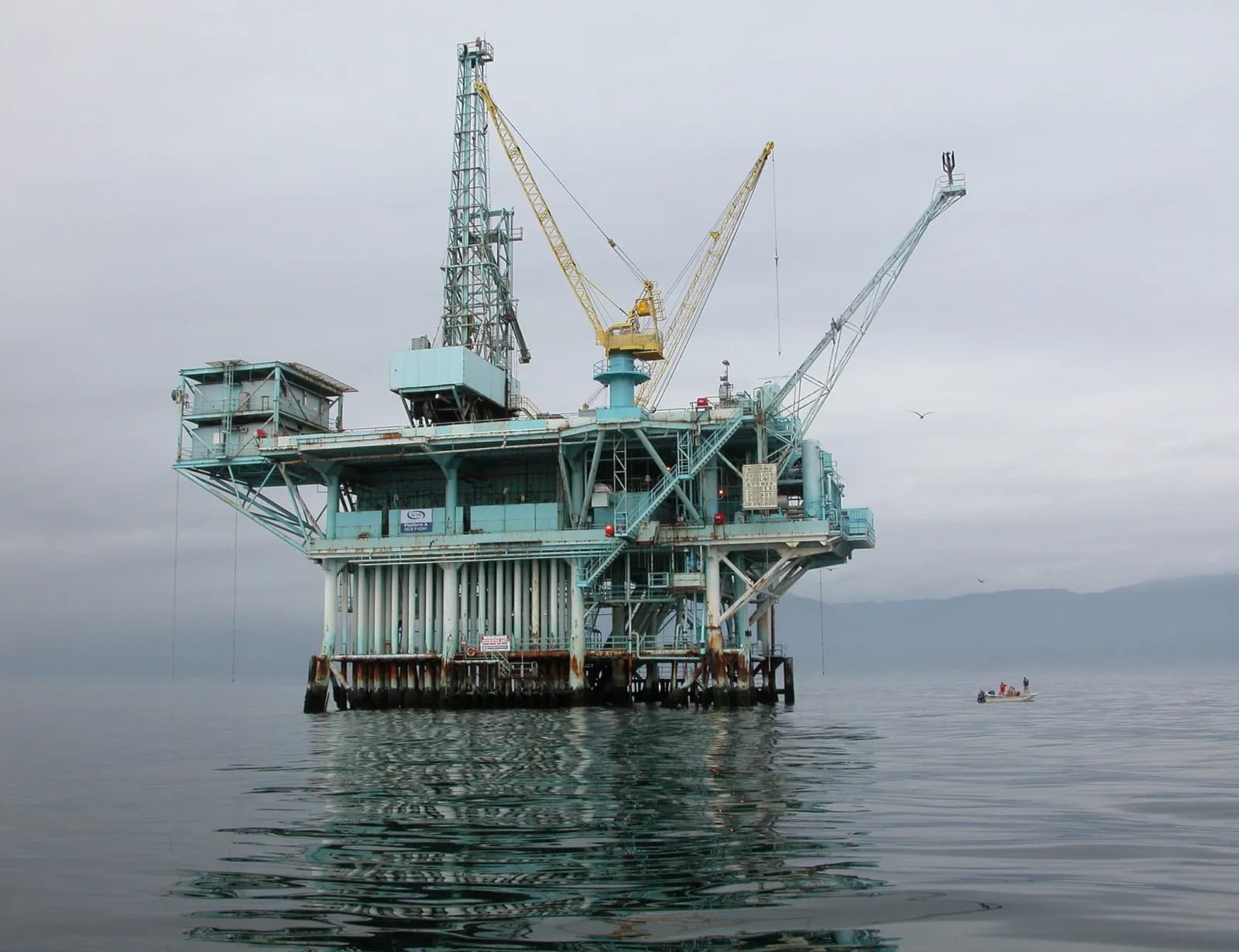 Offshore oil platform in the Dos Cuadras oil field near Santa Barbara, California.