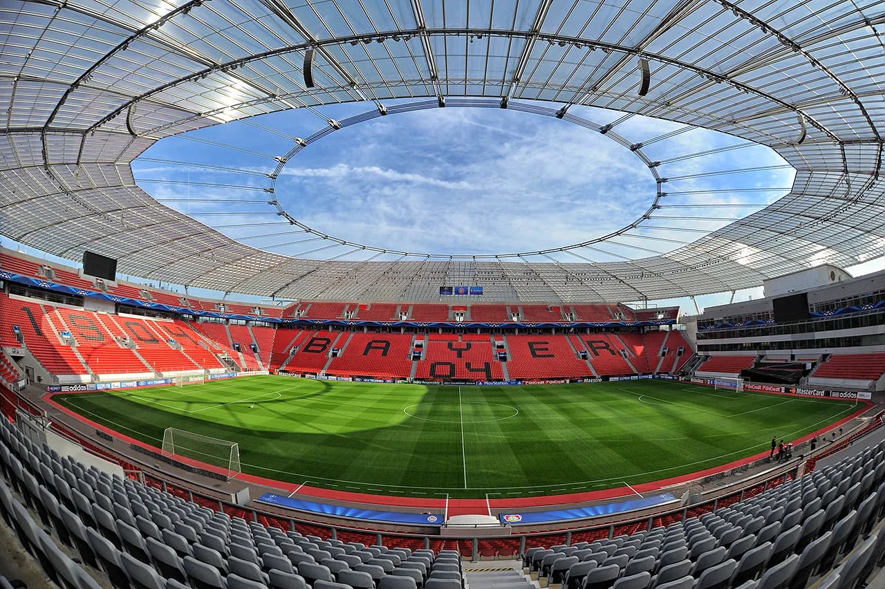 BayArena, the home stadium of Bayer 04 Leverkusen, in Leverkusen, Germany.