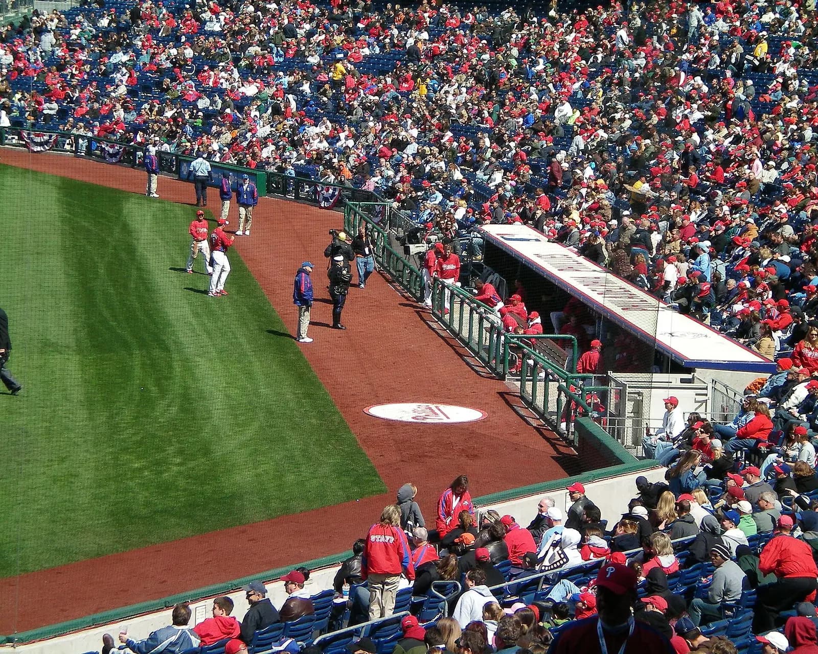 The Philadelphia Phillies dugout at Citizens Bank Park.