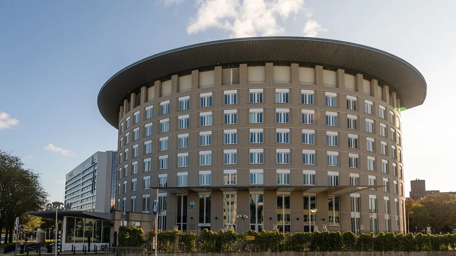 Exterior of the Organisation for the Prohibition of Chemical Weapons headquarters in The Hague, Netherlands