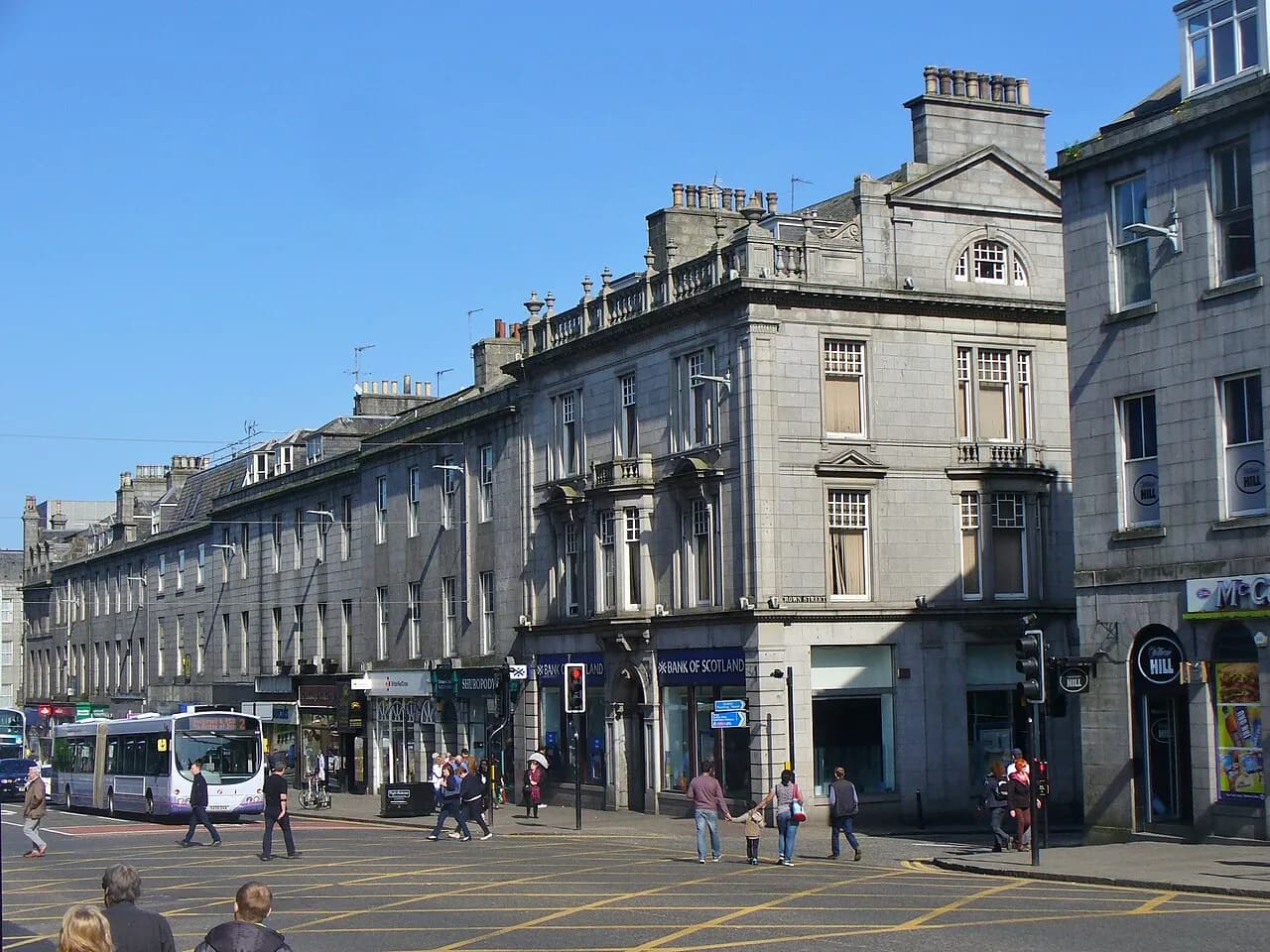 Street-level view of Union Street in Aberdeen