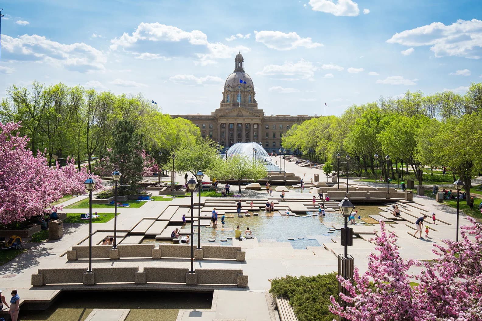 The Alberta Legislature Building in Edmonton, viewed from outside.