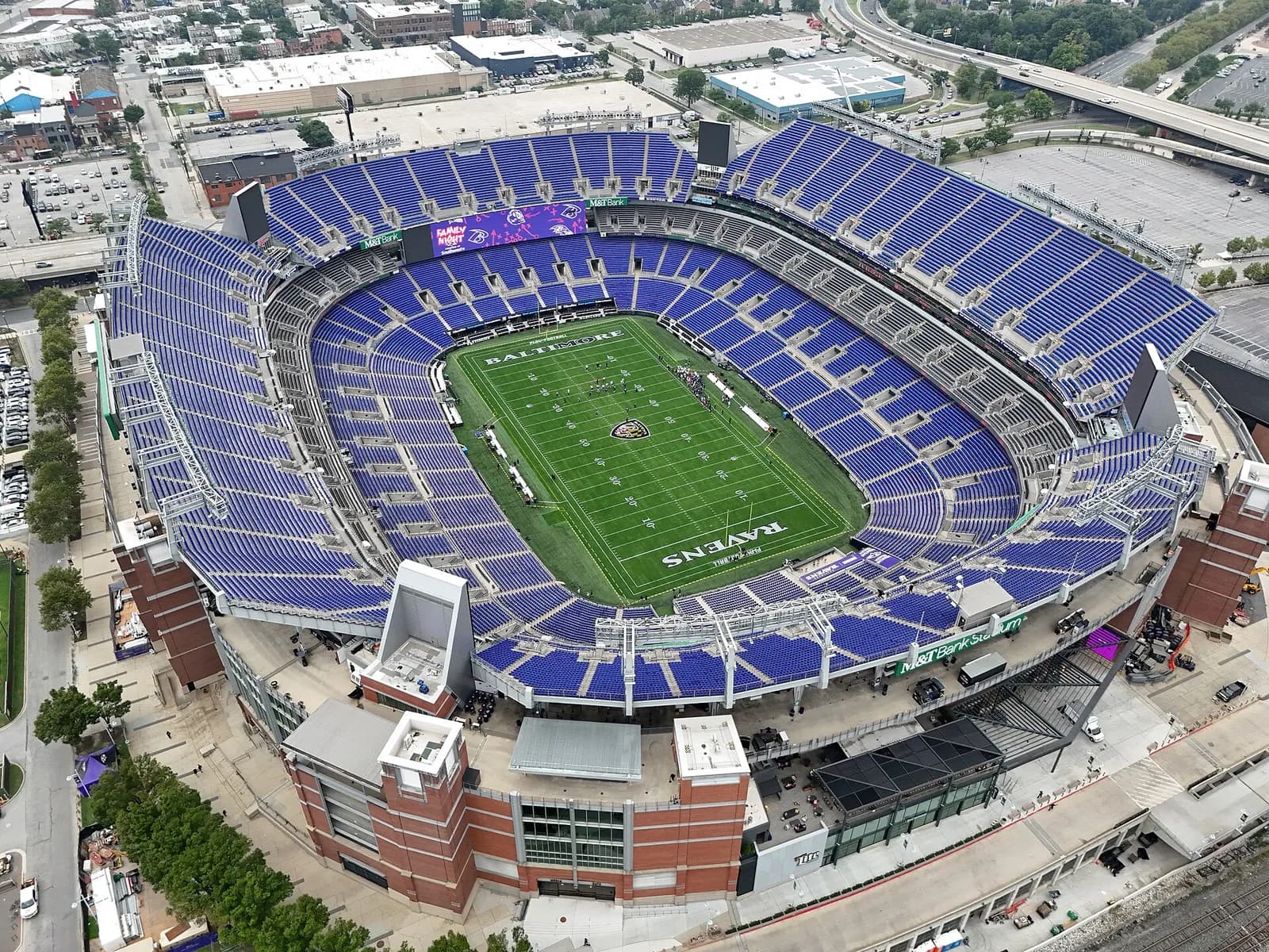 Aerial view of M&T Bank Stadium in Baltimore.