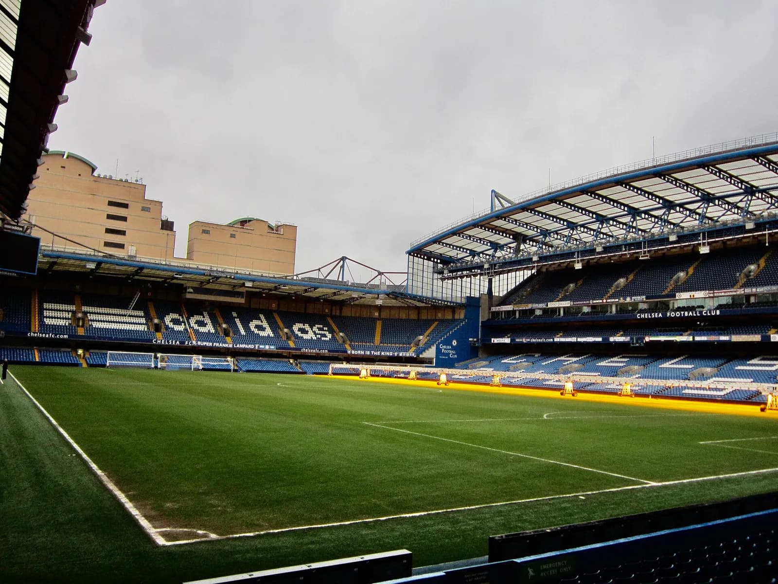 View of Stamford Bridge, Chelsea Football Club's stadium in London.