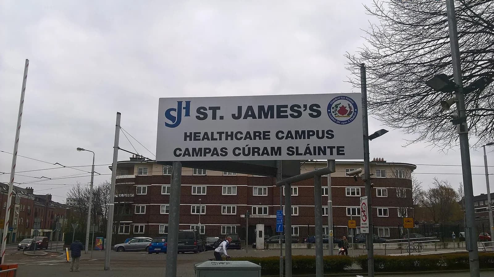 Welcome sign to St. James’s Hospital in Dublin.