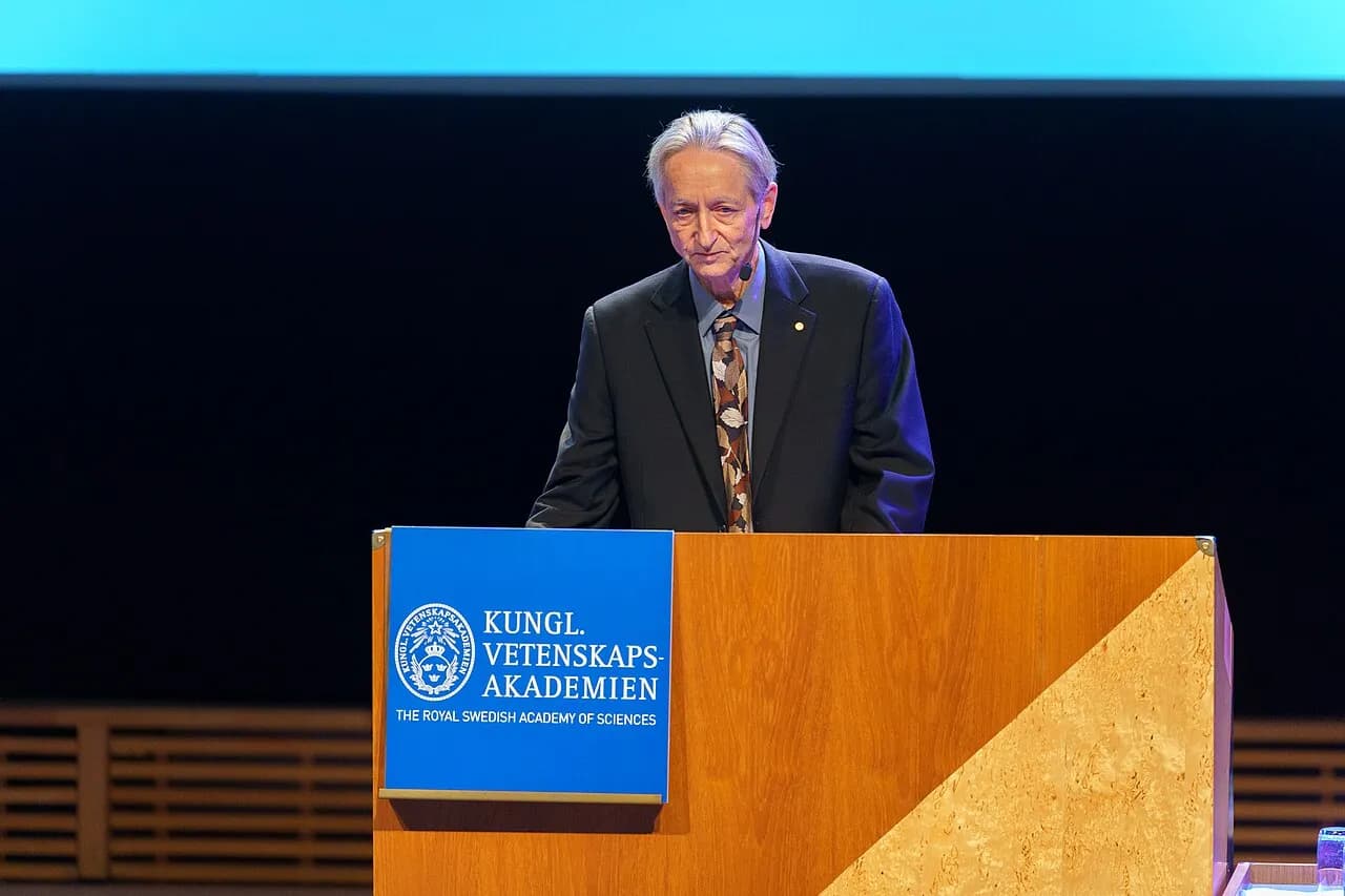 Geoffrey Hinton at the 2024 Nobel Lectures at Stockholm University