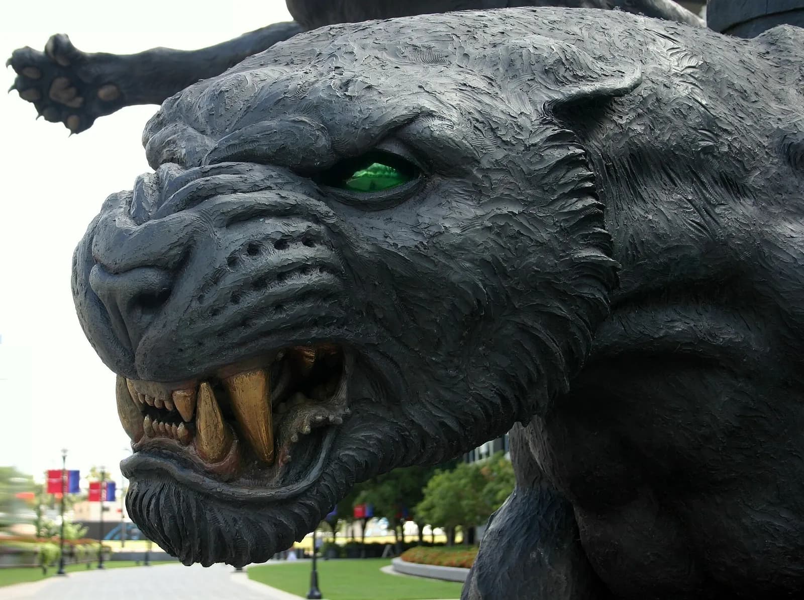 Carolina Panthers sculpture outside Bank of America Stadium in Charlotte, North Carolina.