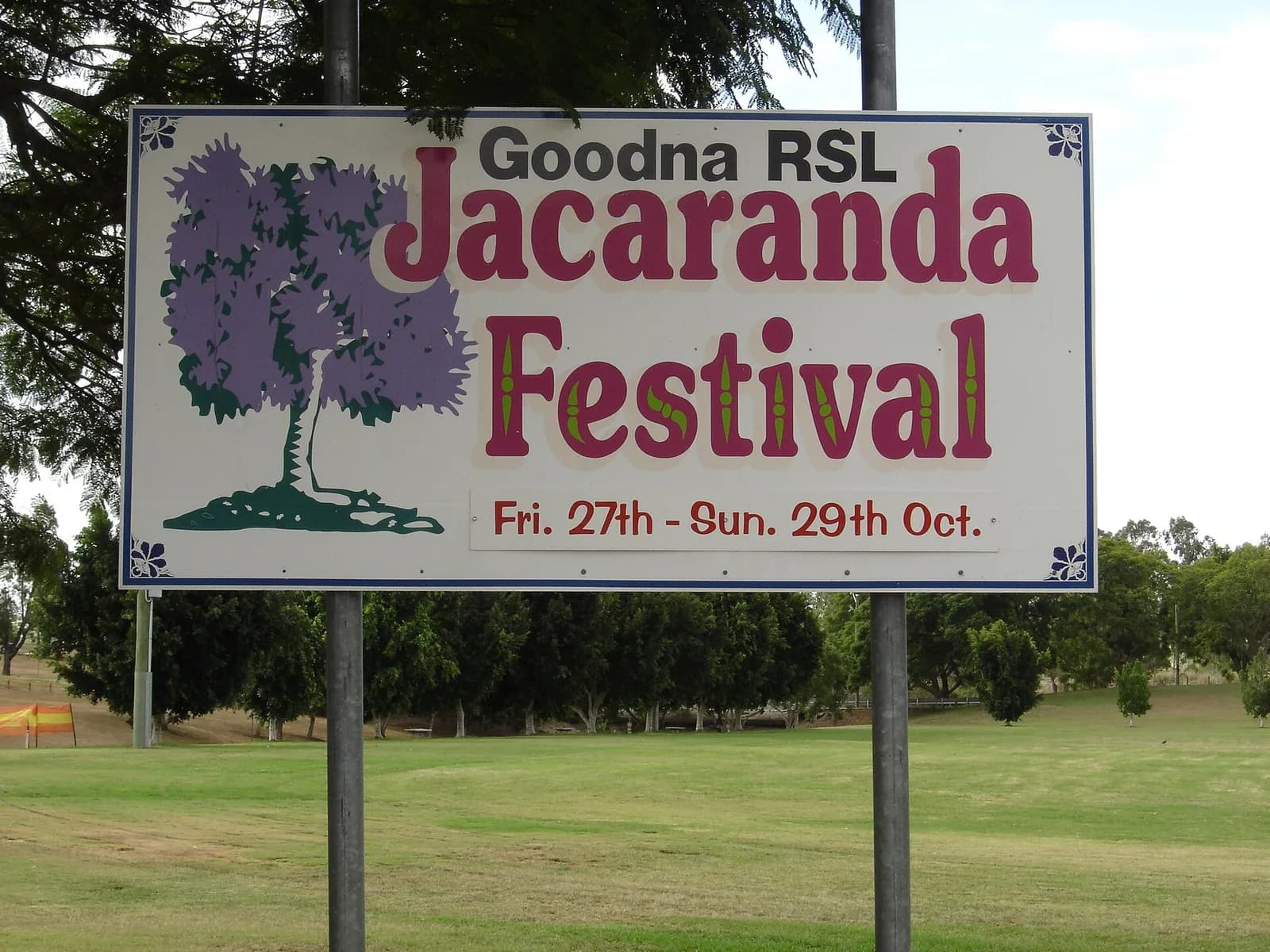 A sign for the Goodna Jacaranda Festival.
