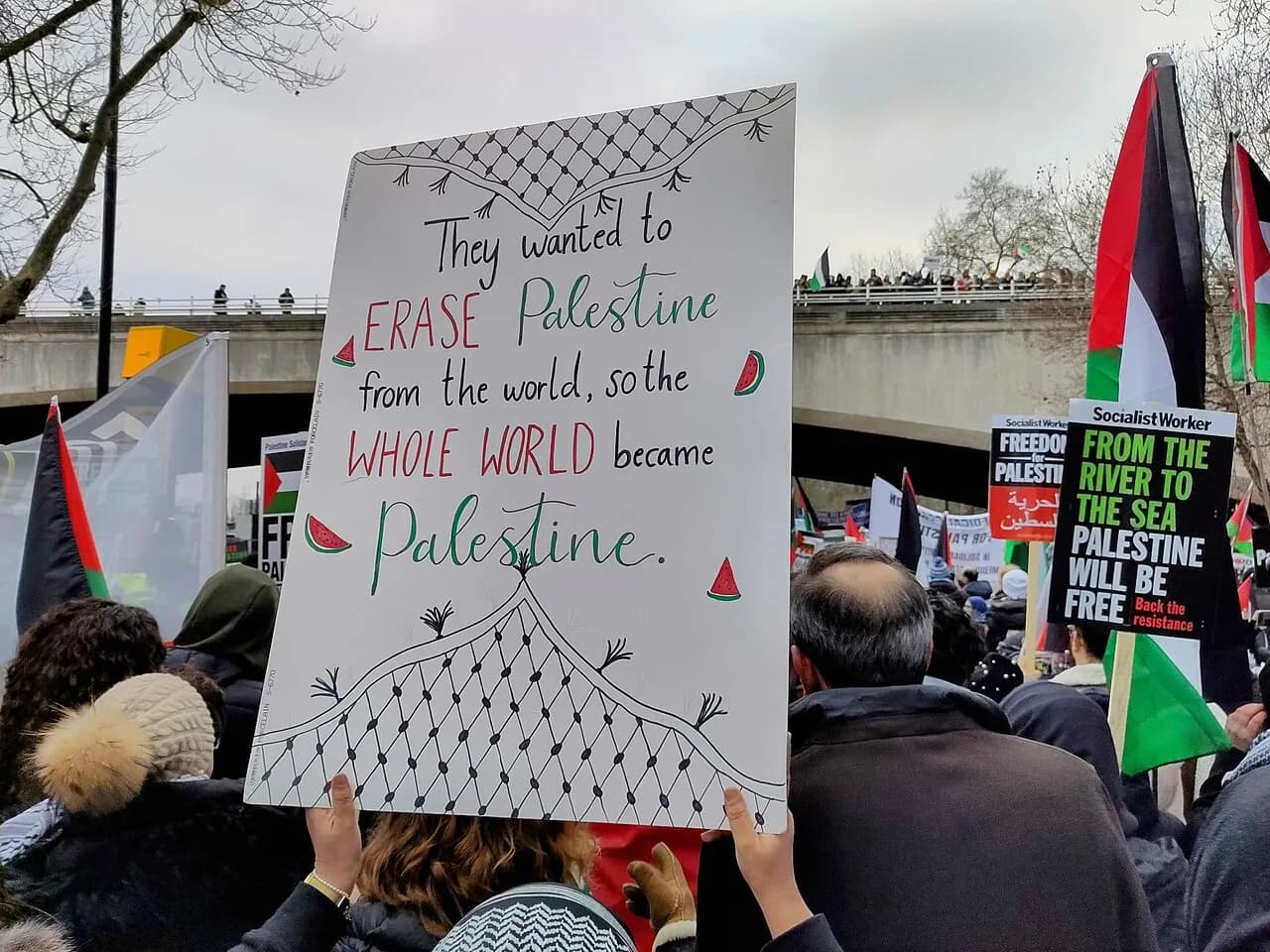 People taking part in a Palestine march in London in January 2024