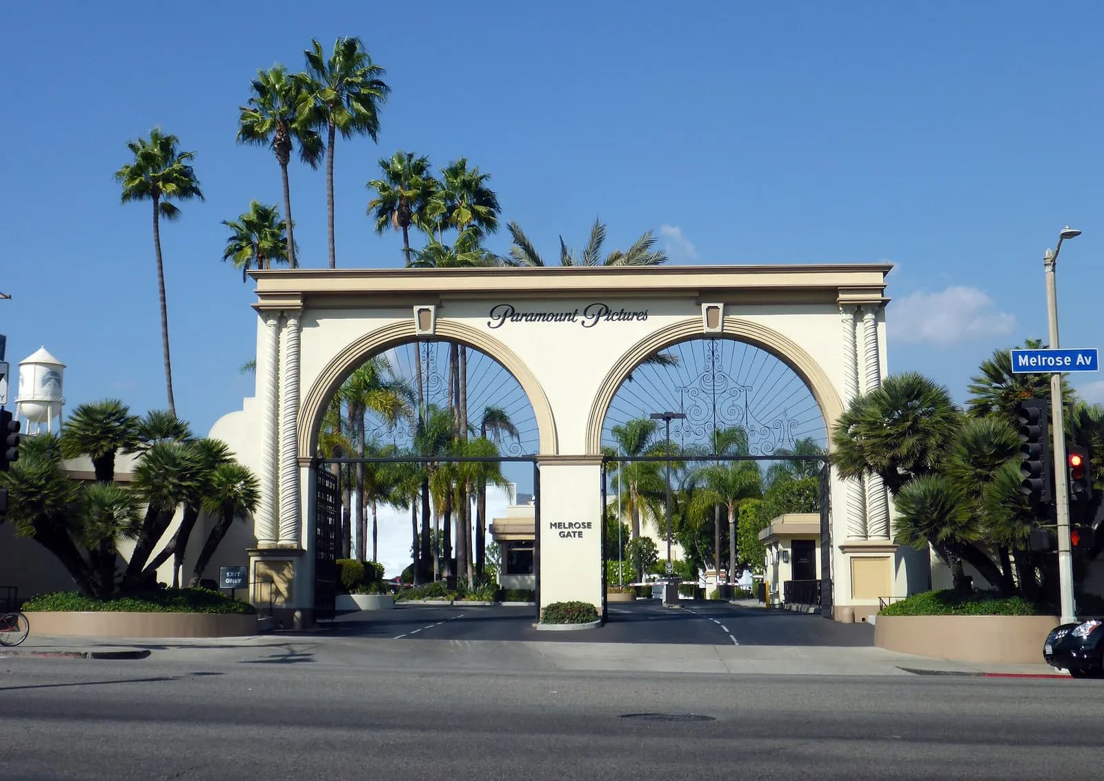 Entrance gate to the Paramount Pictures studio lot in Los Angeles.