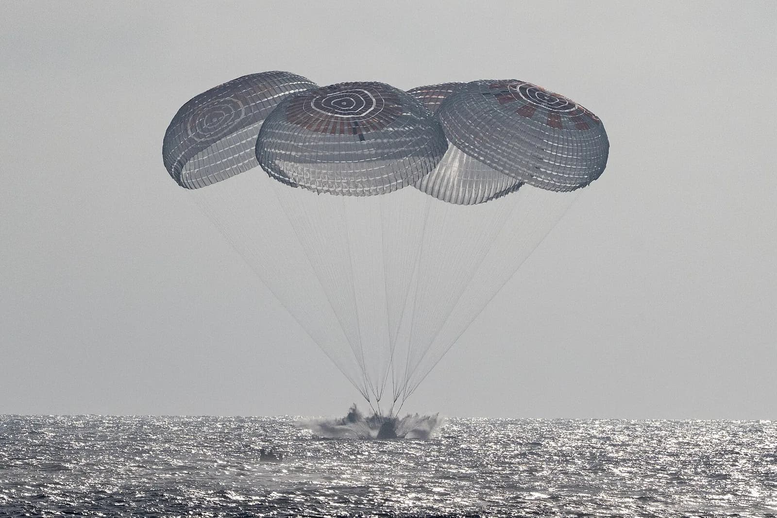 SpaceX Crew Dragon Freedom carrying four Crew-12 astronauts lands in the Pacific Ocean off Los Angeles.