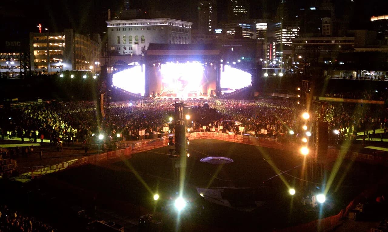 Eminem performing at Comerica Park in Detroit in 2010