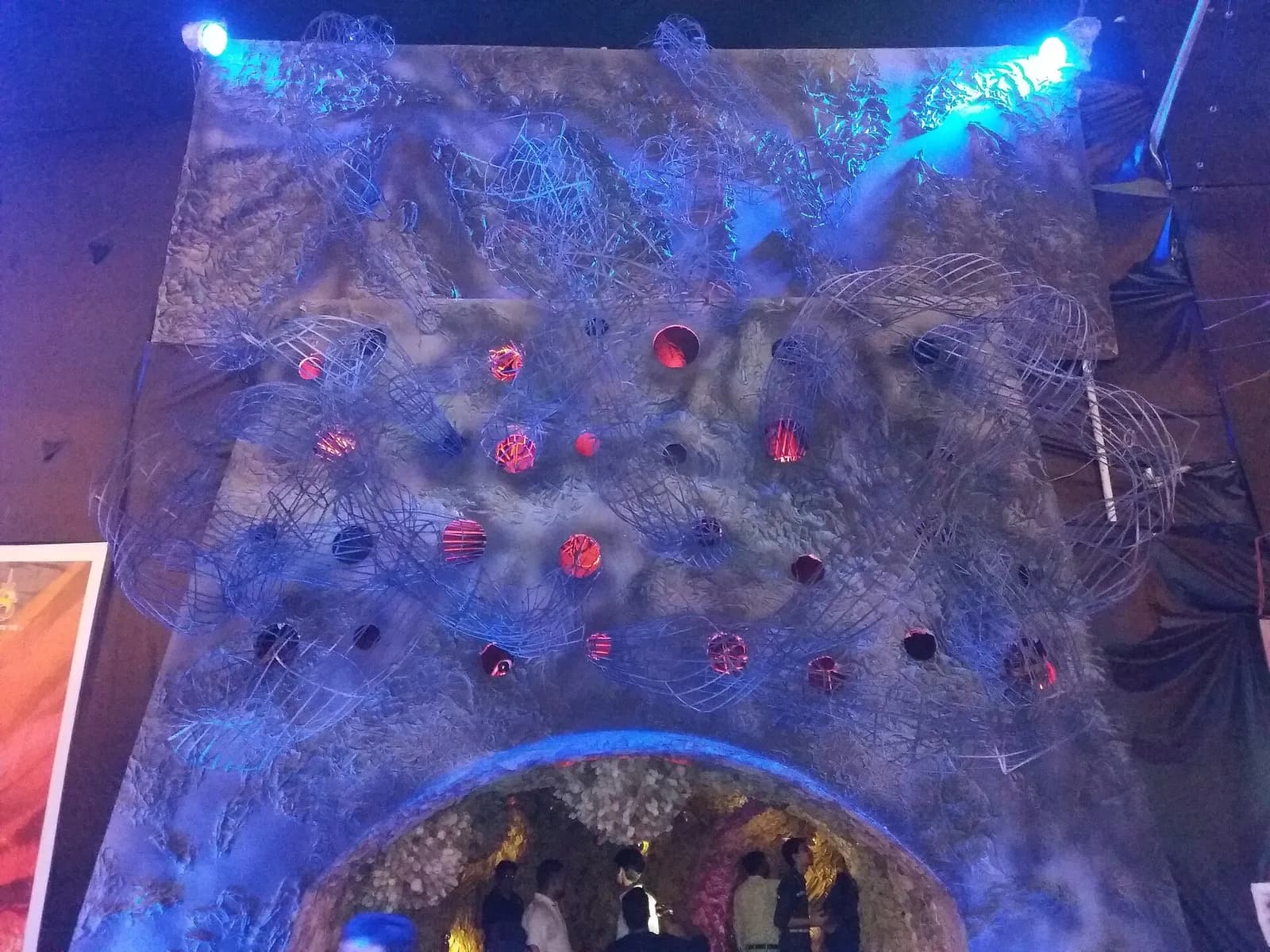 Decorated Durga Puja pandal at Chorbagan Sarbojanin in Kolkata.