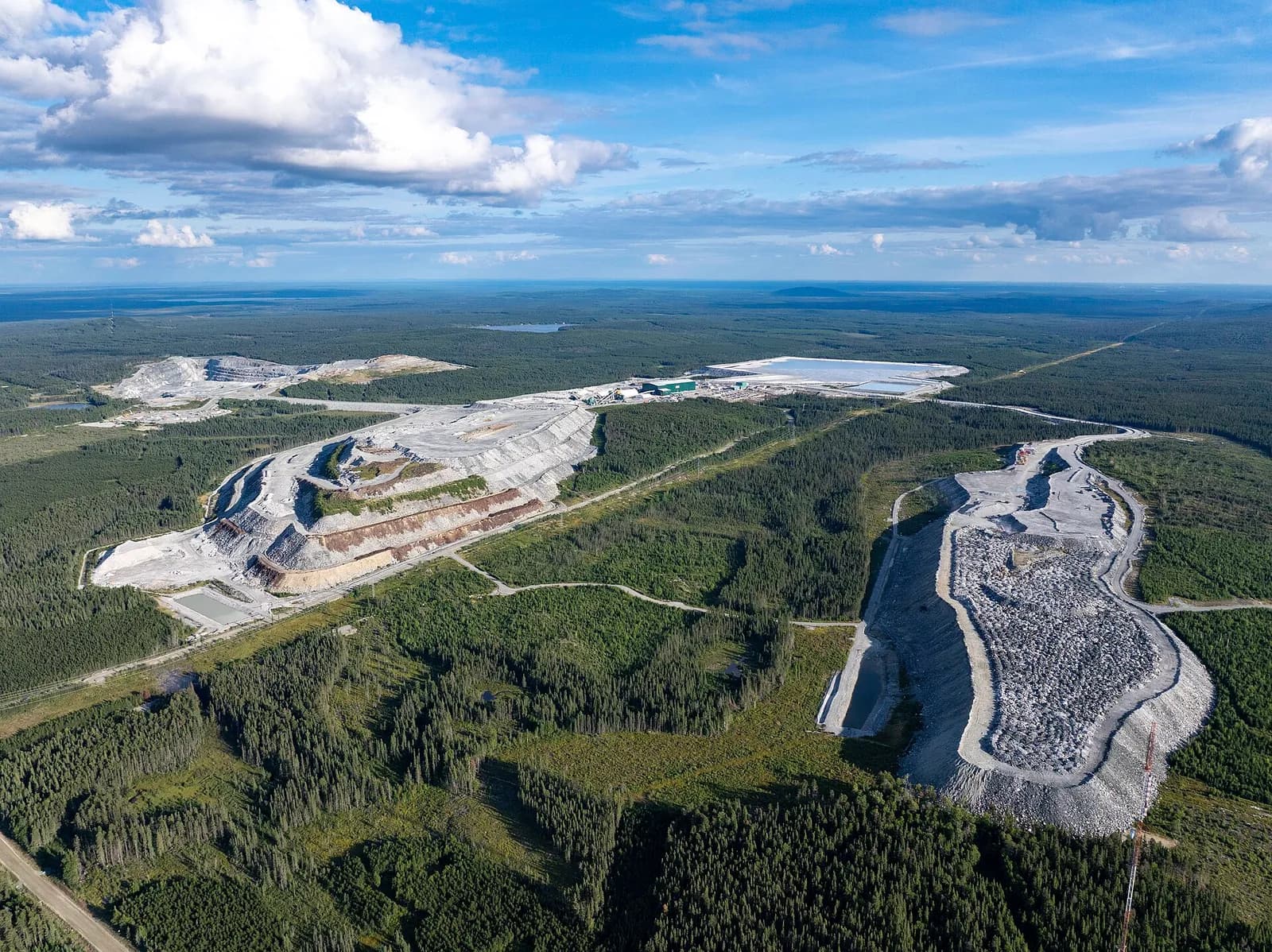 Aerial view of the North American Lithium mine in La Corne, Quebec.