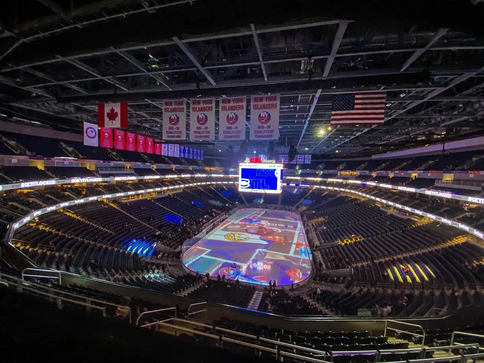 Interior of UBS Arena before a New York Islanders game.