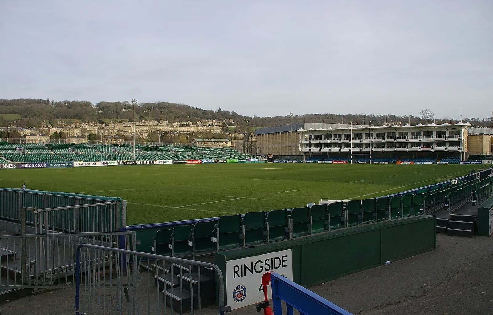 View of the Recreation Ground, Bath Rugby’s home stadium in Bath.