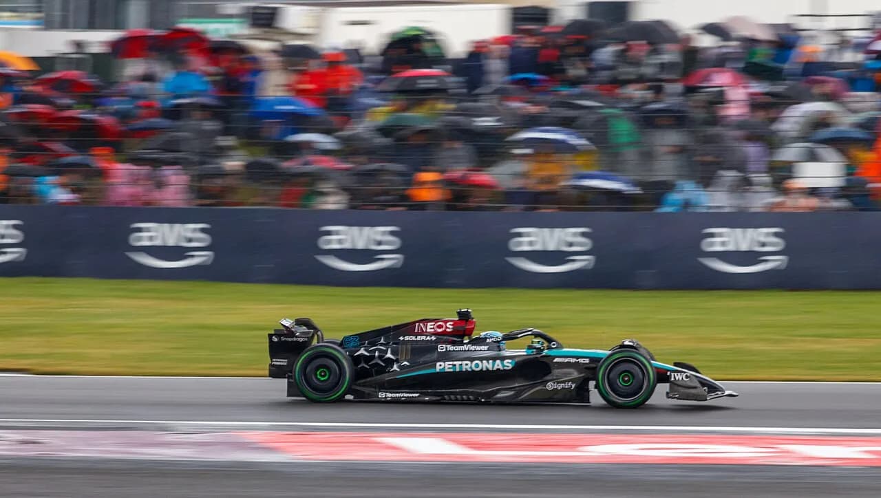 George Russell in his Mercedes at the 2024 British Grand Prix