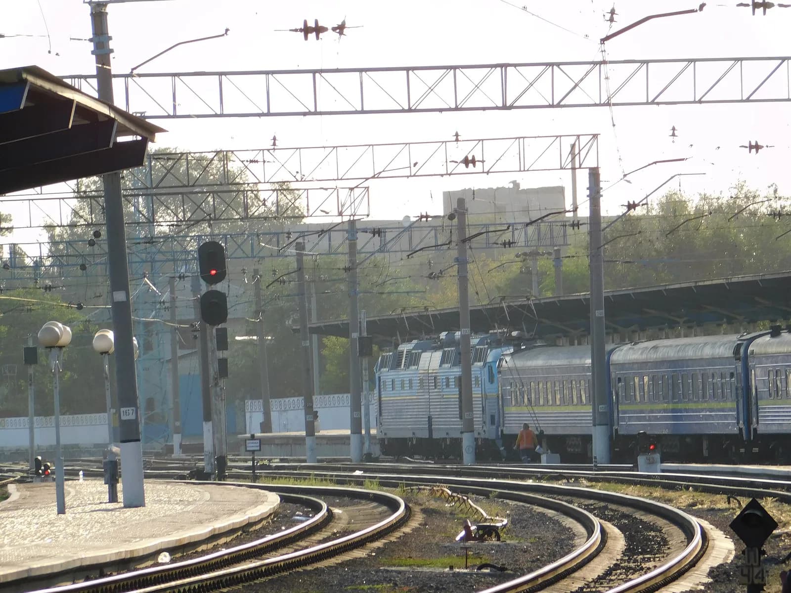 View of Dnipro railway station in Ukraine.