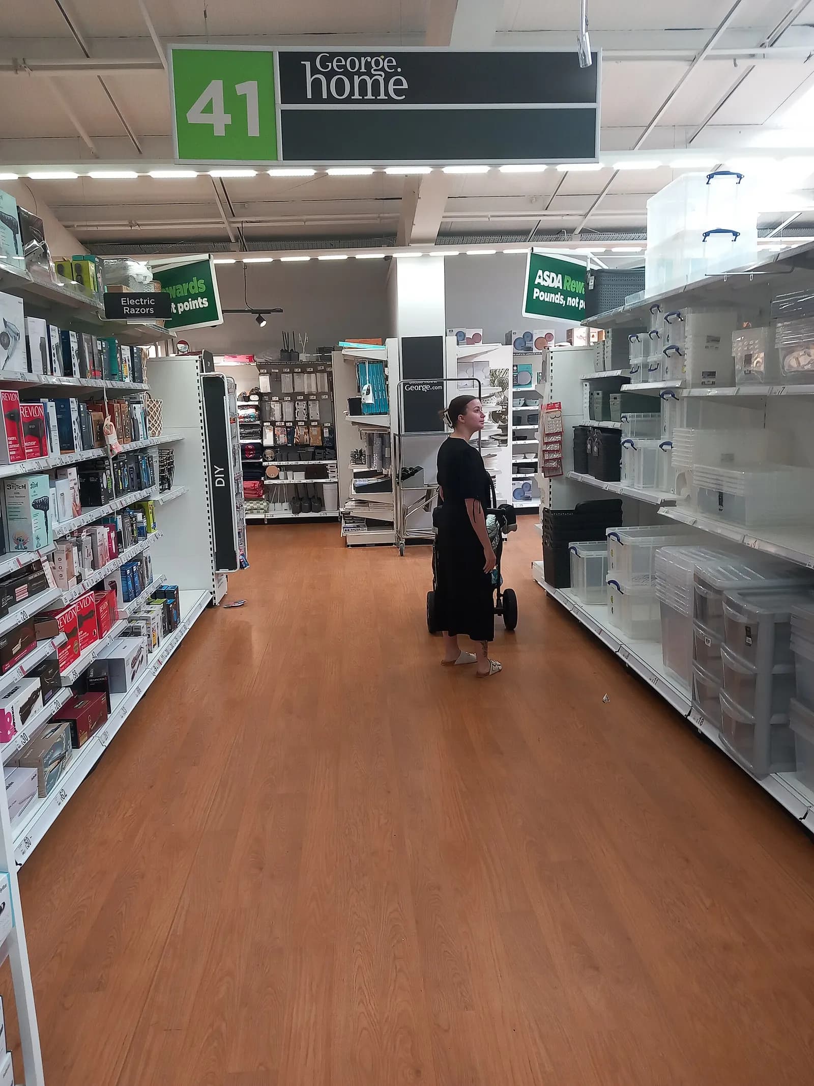A supermarket aisle at an Asda store in Elgin, Scotland