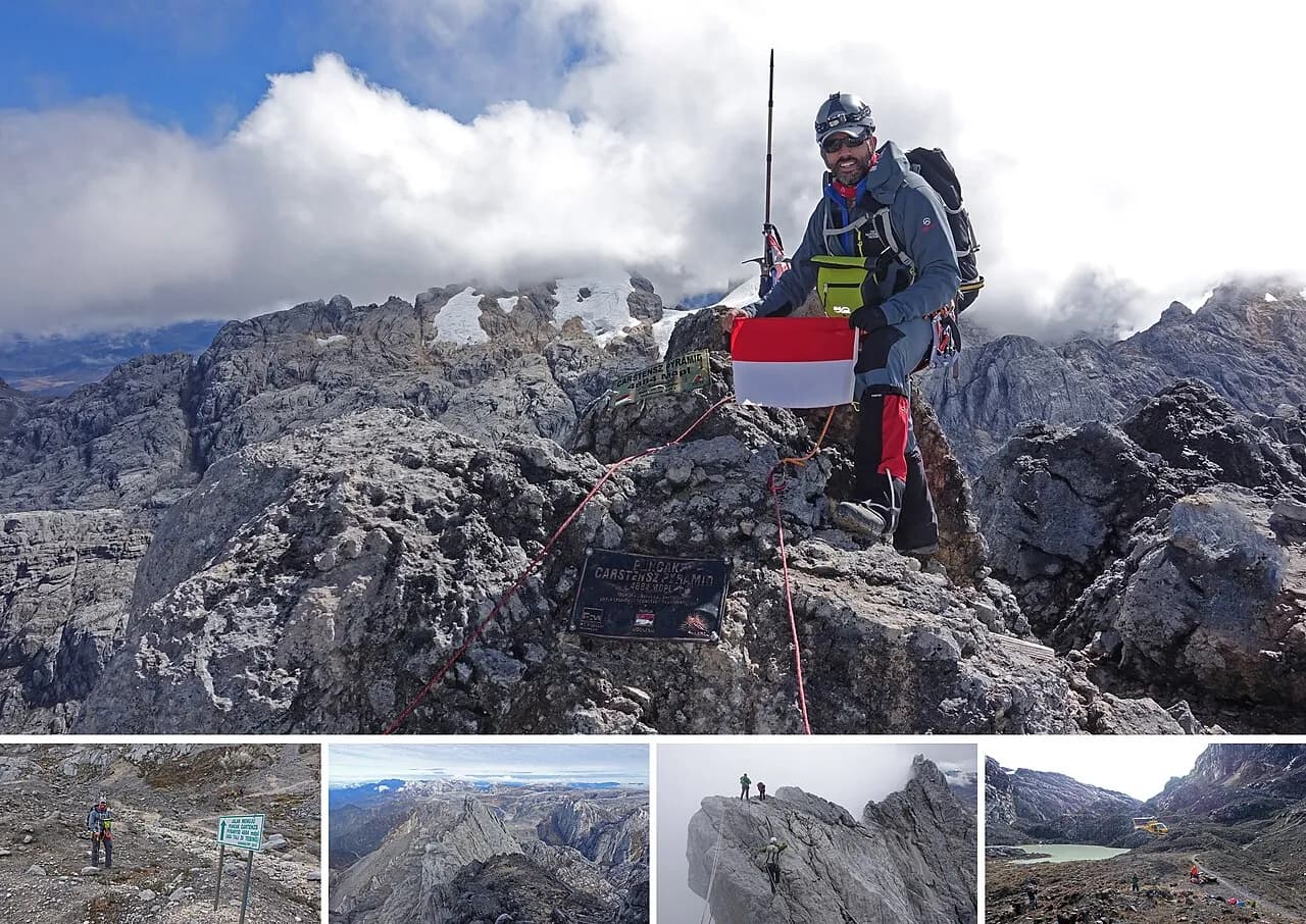 Rocky Puncak Jaya mountain in Papua, Indonesia, photographed in 2015