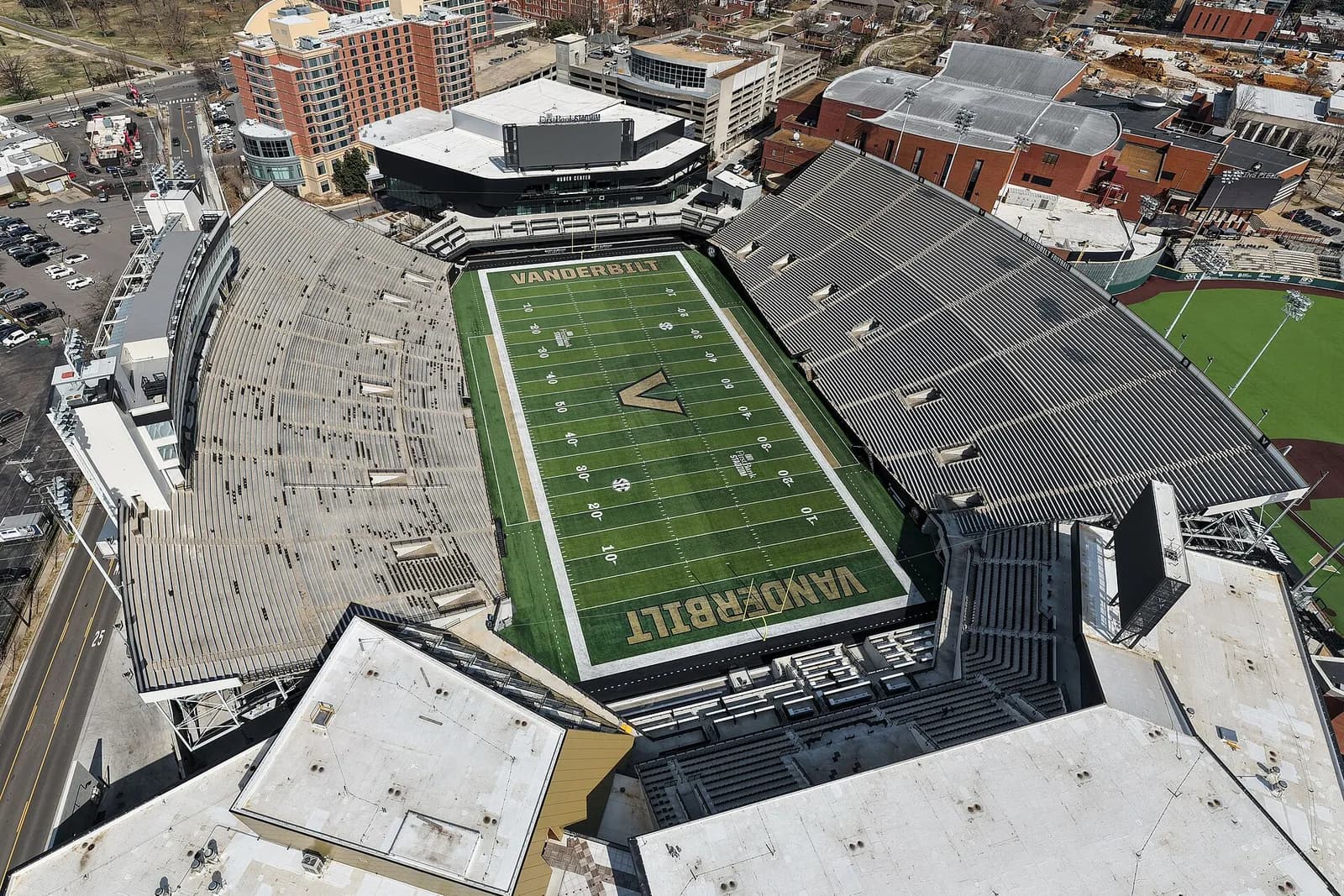 Aerial view of FirstBank Stadium in Nashville.
