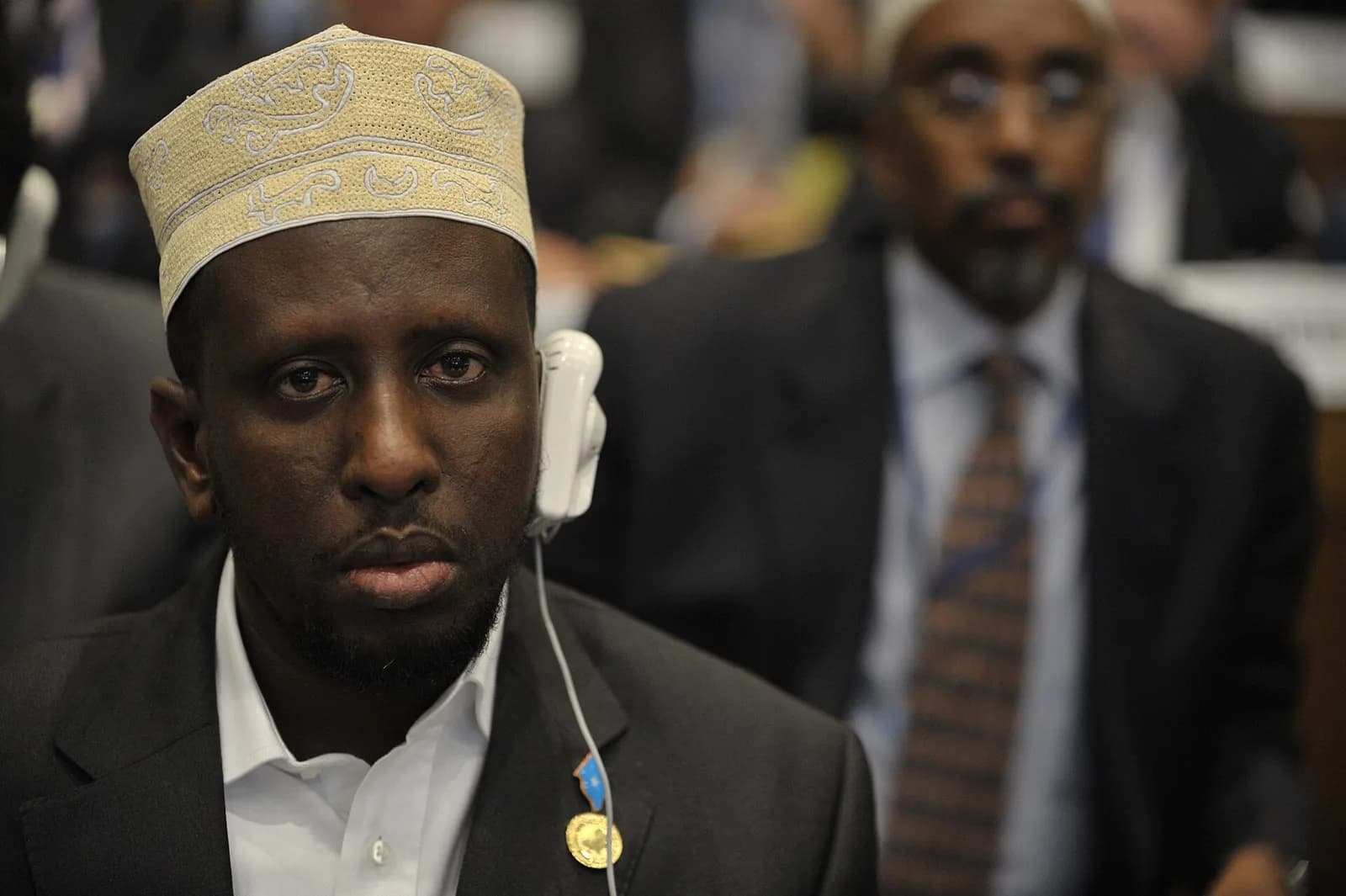 Sharif Sheikh Ahmed sits in the Plenary Hall during the 12th African Union Summit.