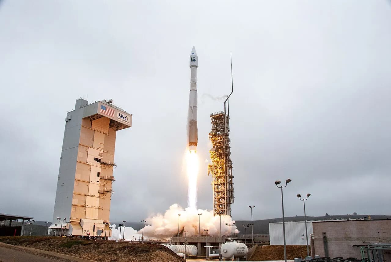 An Atlas V rocket carrying Landsat 9 lifts off from Vandenberg Space Force Station in California.