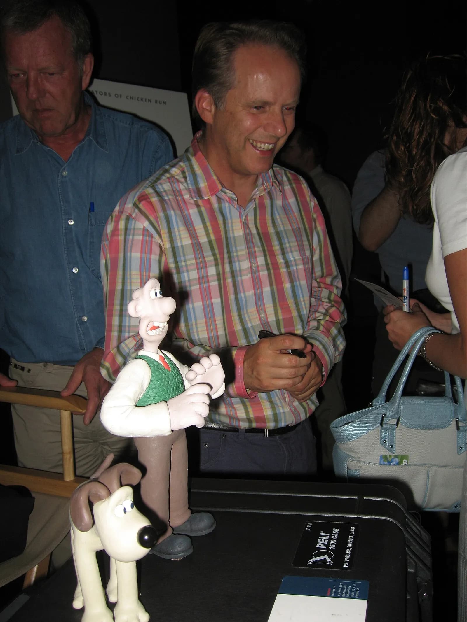 Wallace and Gromit with their creator, Nick Park