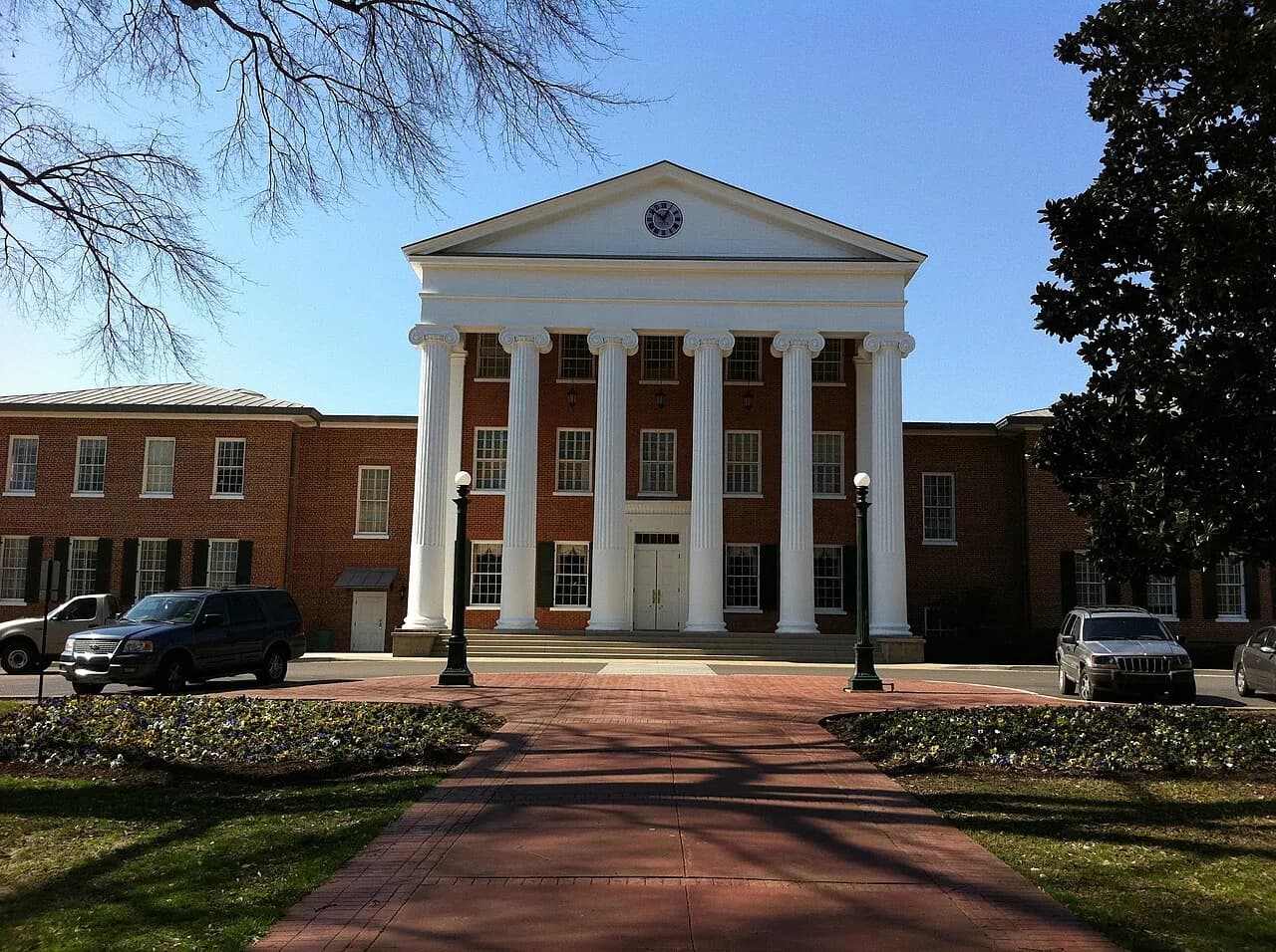 The Lyceum building on the University of Mississippi campus in Oxford, Mississippi, viewed from the Circle