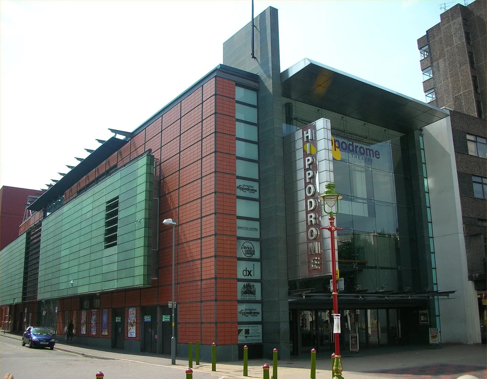 Exterior of Birmingham Hippodrome at the corner of Hurst Street and Inge Street.