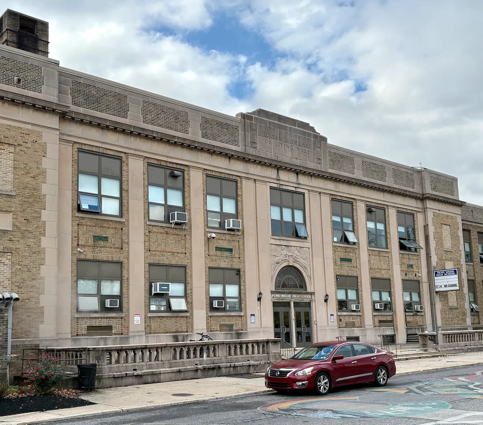 Penn Wood High School building in Lansdowne, Pennsylvania.