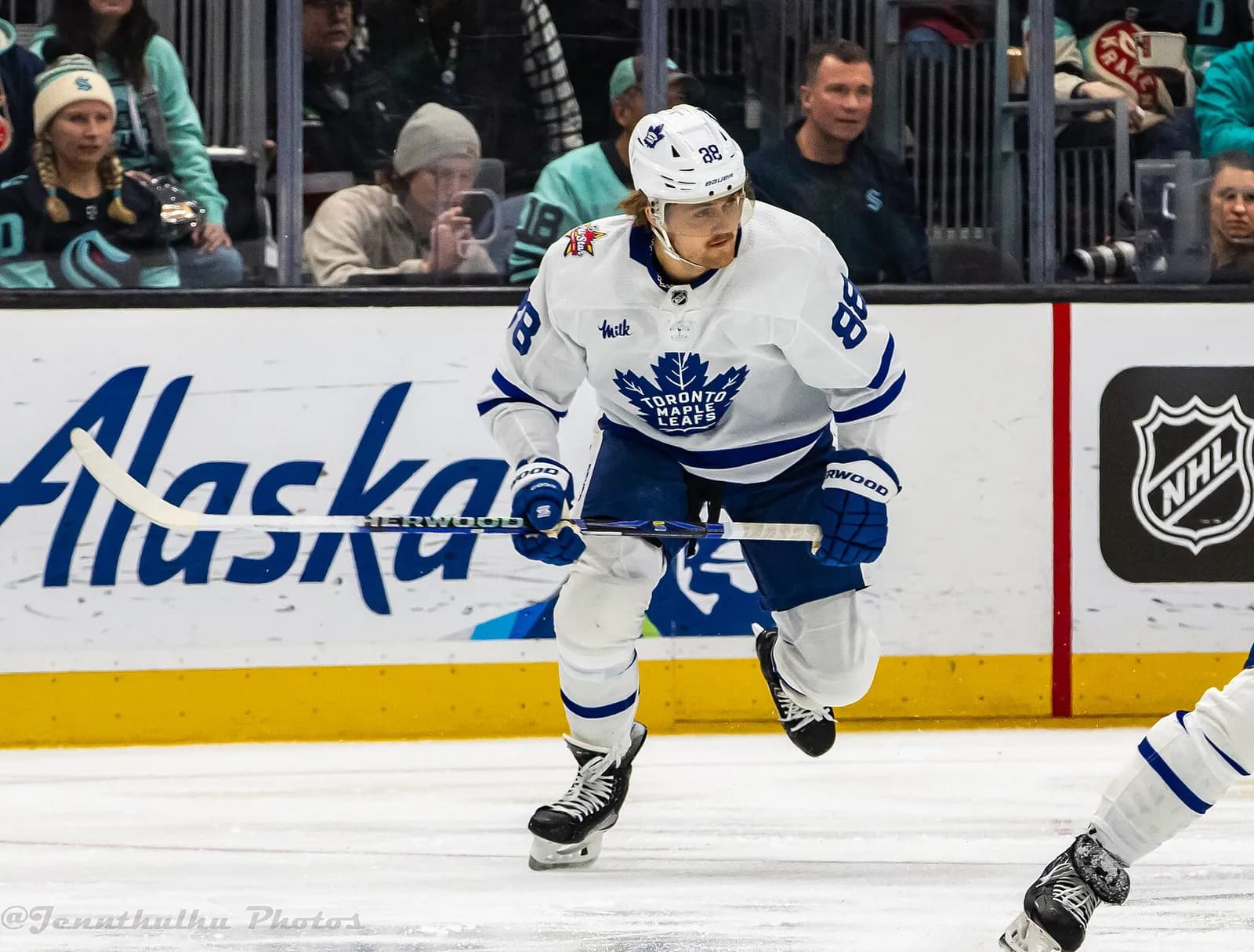 William Nylander of the Toronto Maple Leafs during a game against the Seattle Kraken.