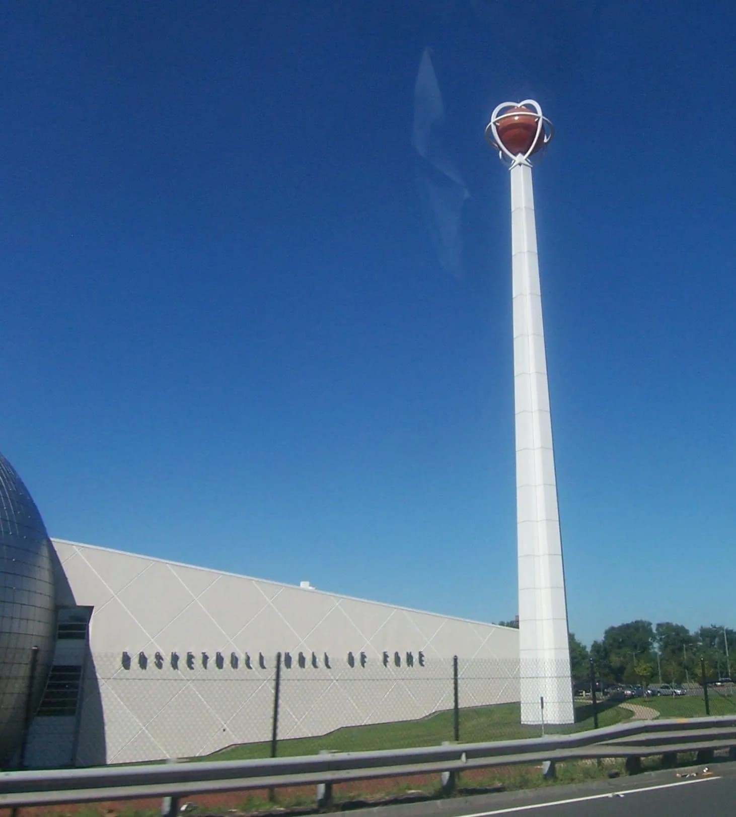 Exterior of the Naismith Basketball Hall of Fame in Springfield, Massachusetts.
