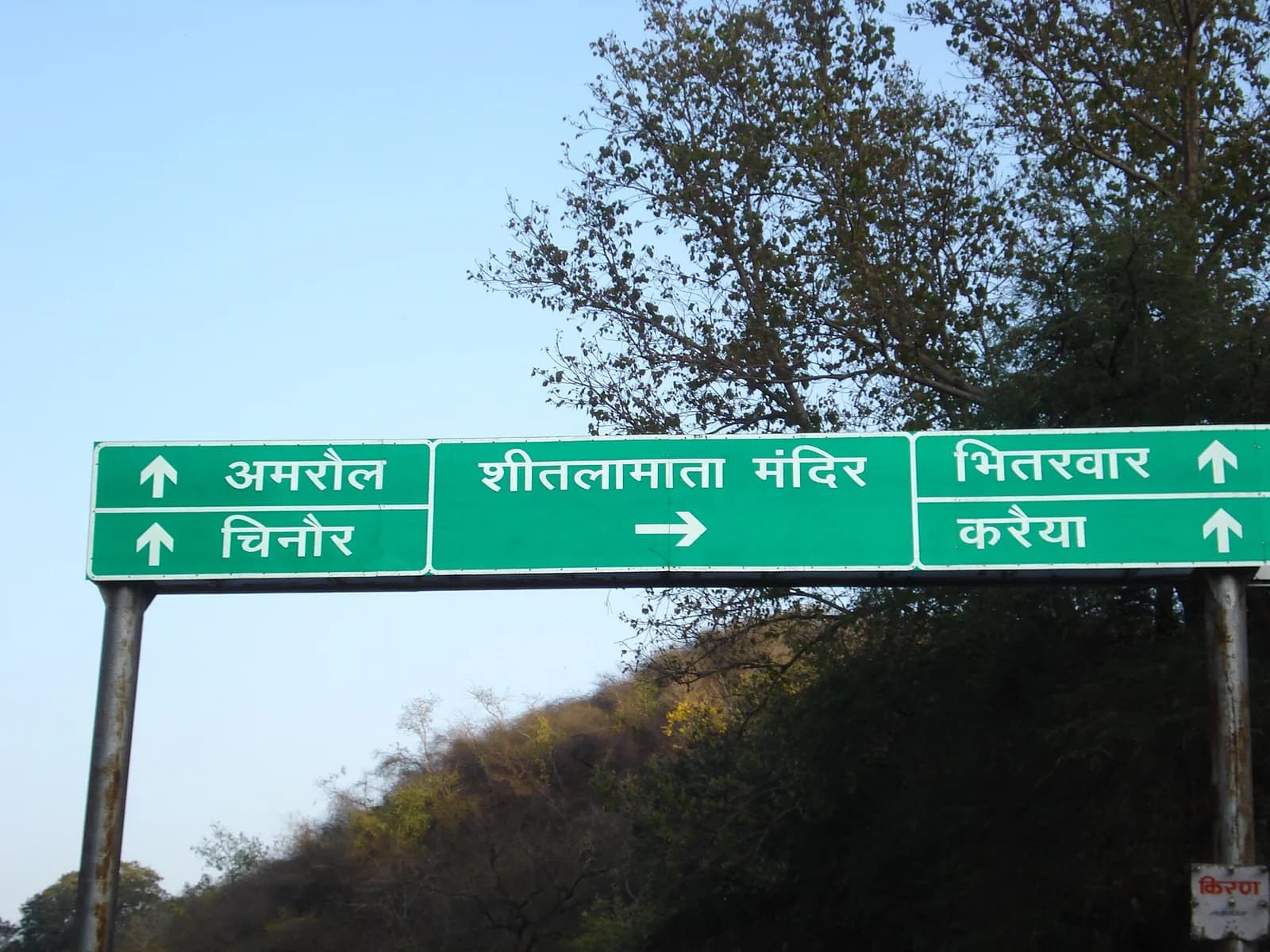 An indicator board at Sheetla Mata Temple in Gwalior.