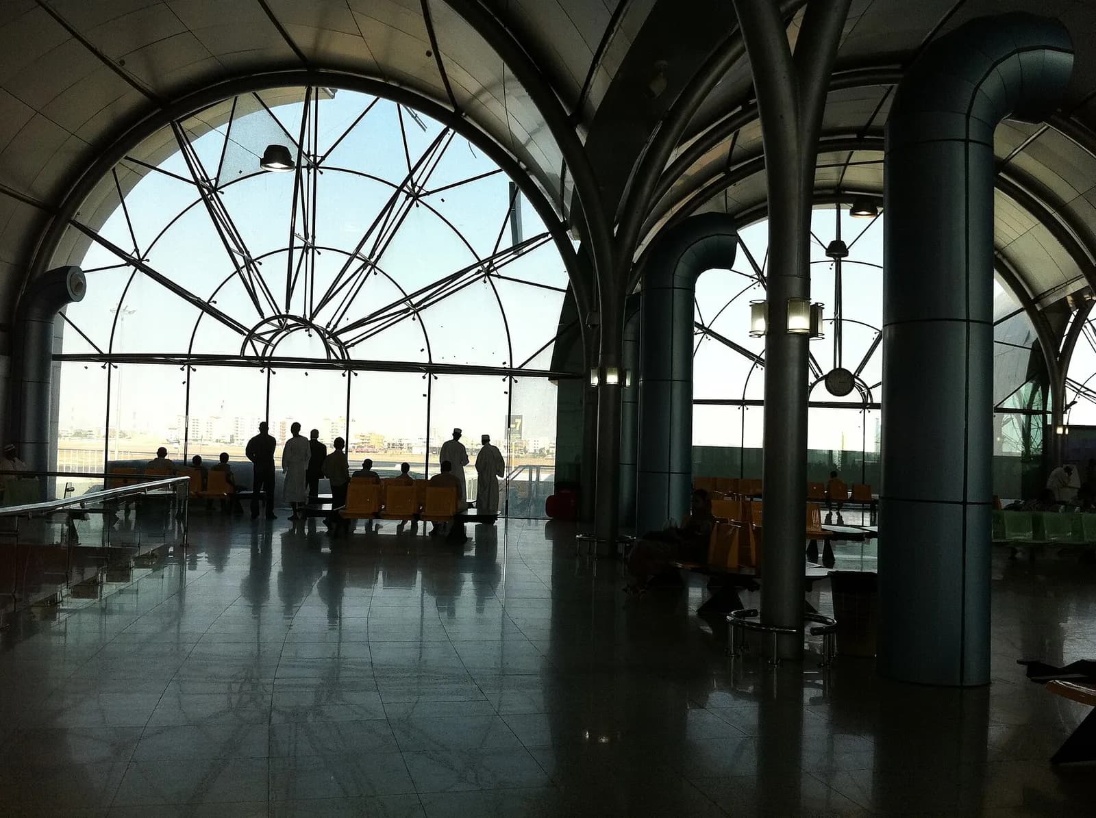 People gathered at Khartoum International Airport.