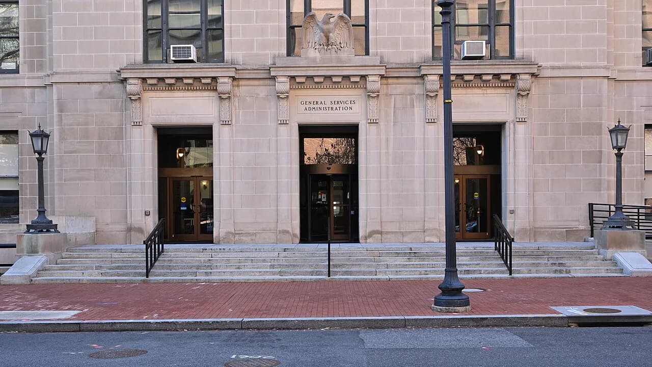 Main entrance to the General Services Administration headquarters in Washington, D.C.