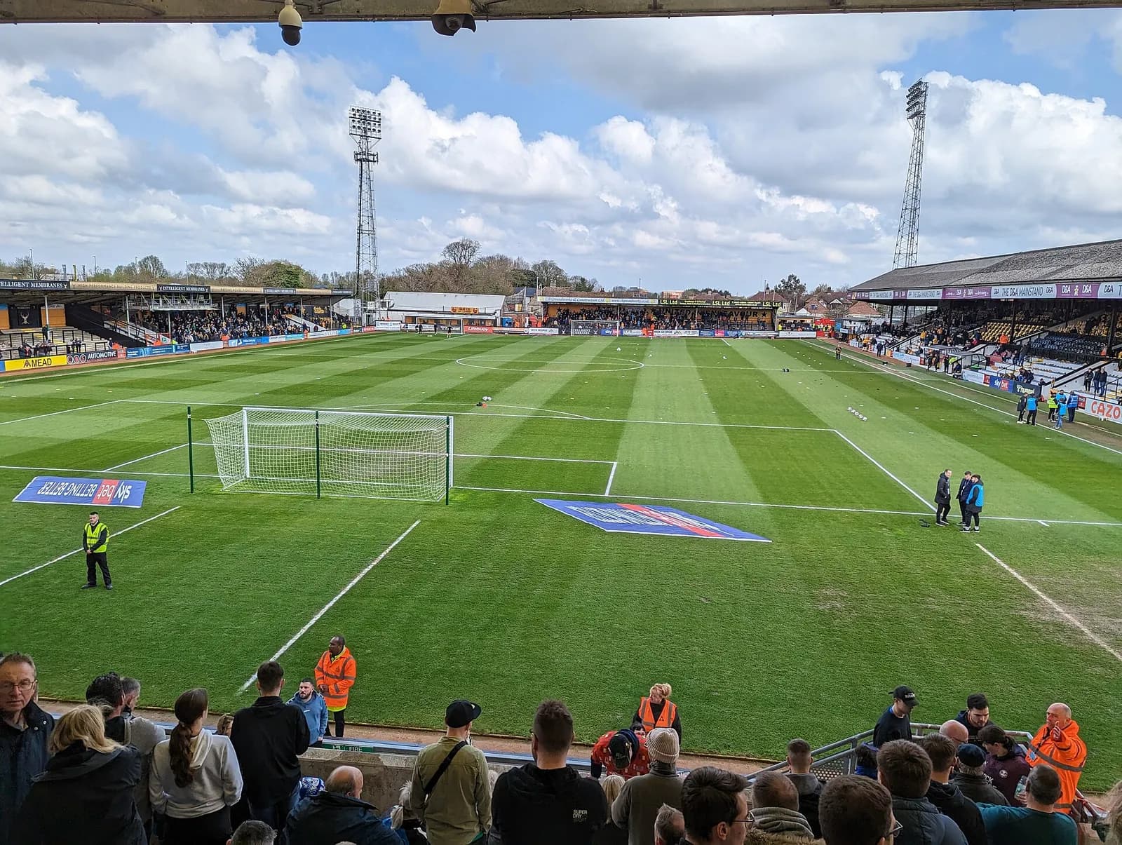Cambridge United’s Abbey Stadium and football pitch in Cambridge.