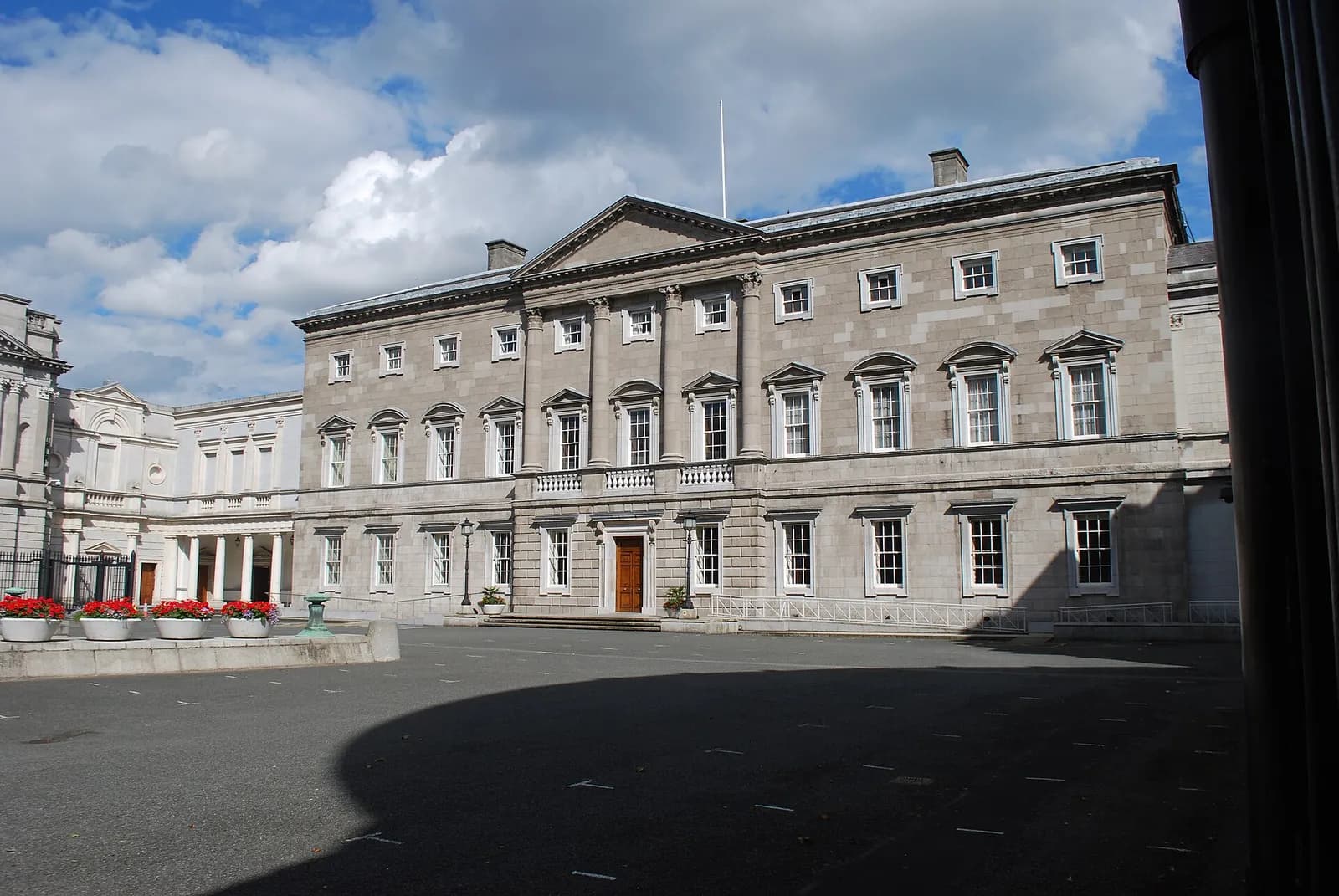 Leinster House in Dublin, viewed from outside.