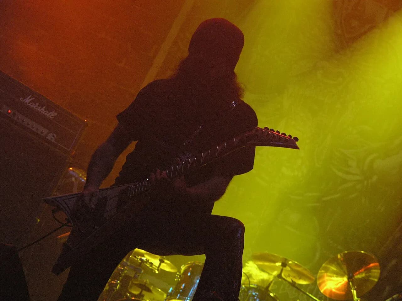 Phil Campbell playing guitar on stage with Motörhead at Masters of Rock in 2007