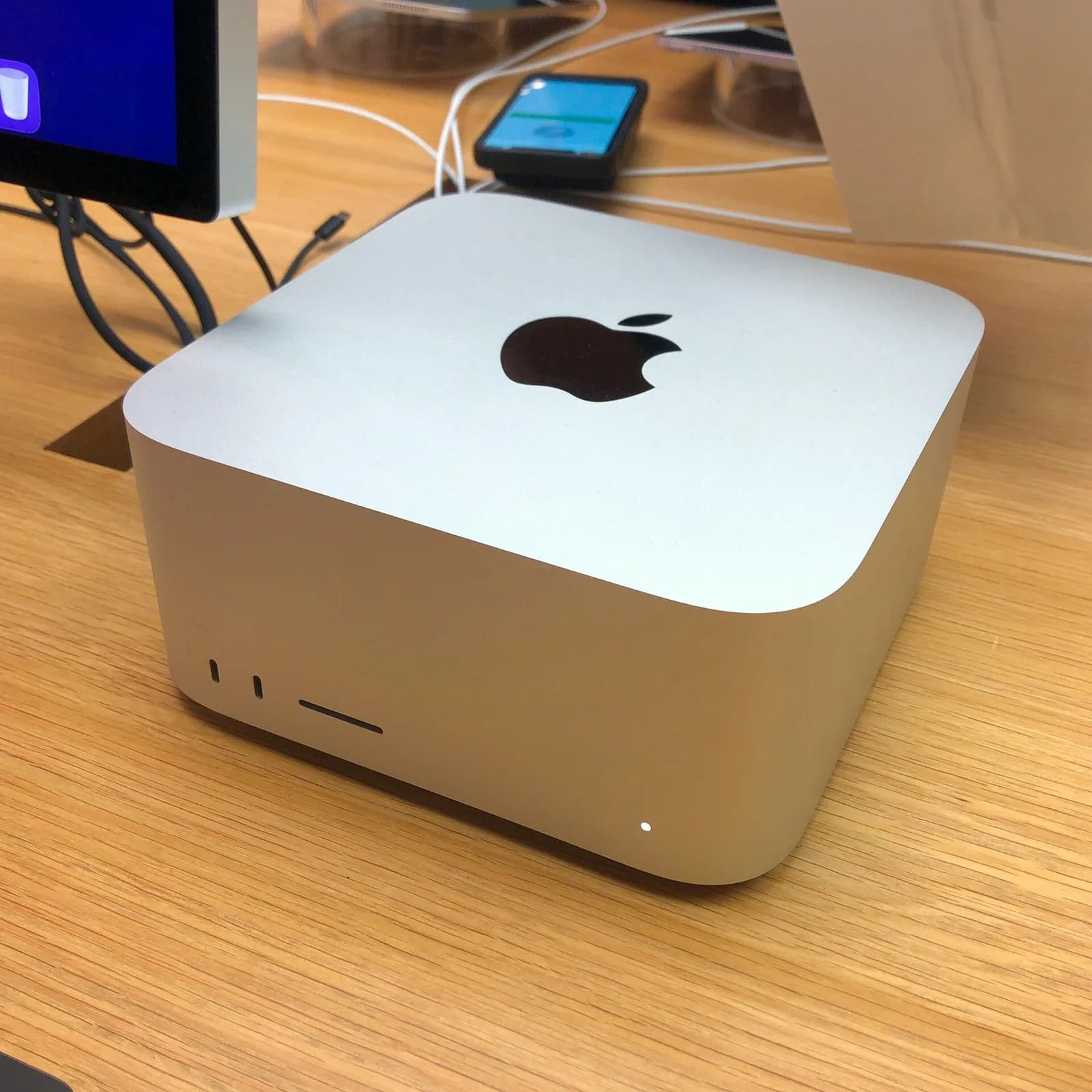 Apple Mac Studio computer displayed at an Apple Store.